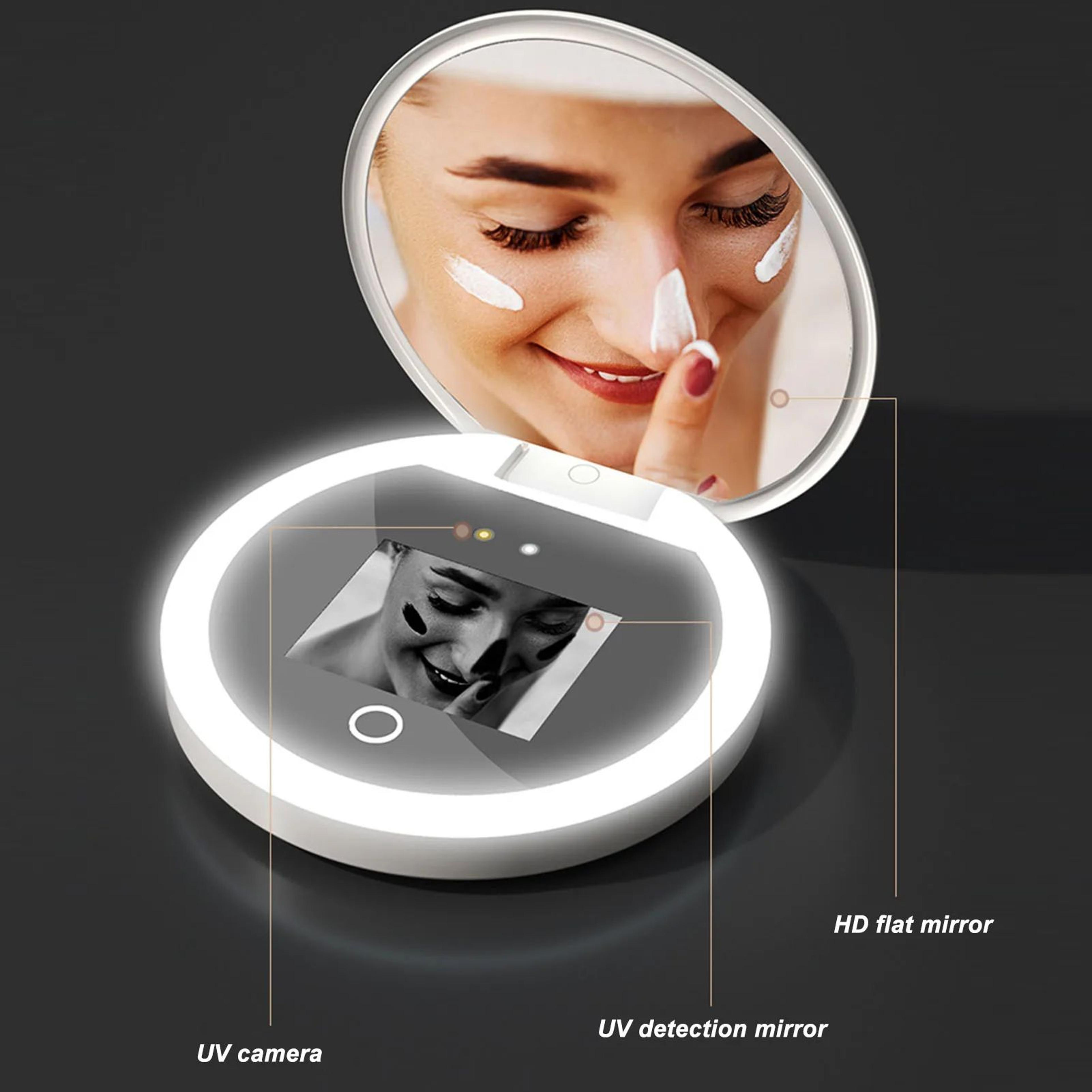UV Sunscreen Testing Makeup Mirror With Light And 2X Magnification 0