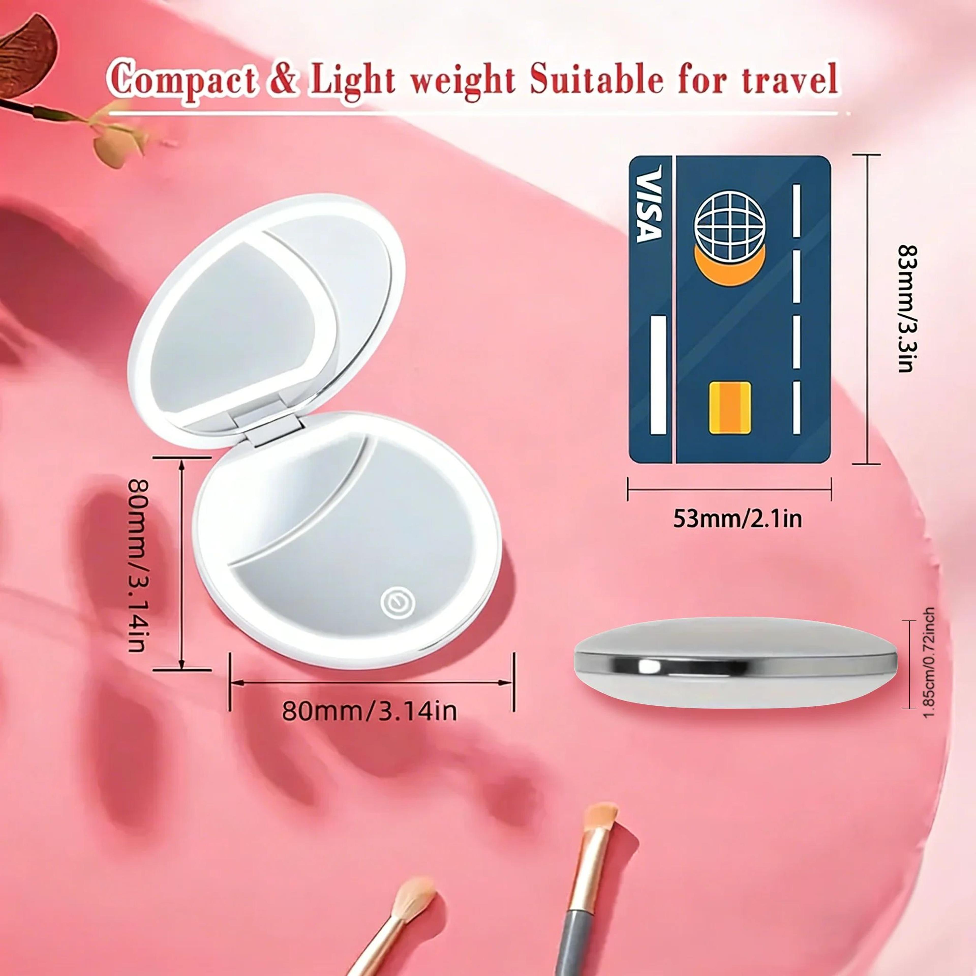 LED Compact Pocket Makeup Mirror With 1X And 3X Magnification 4