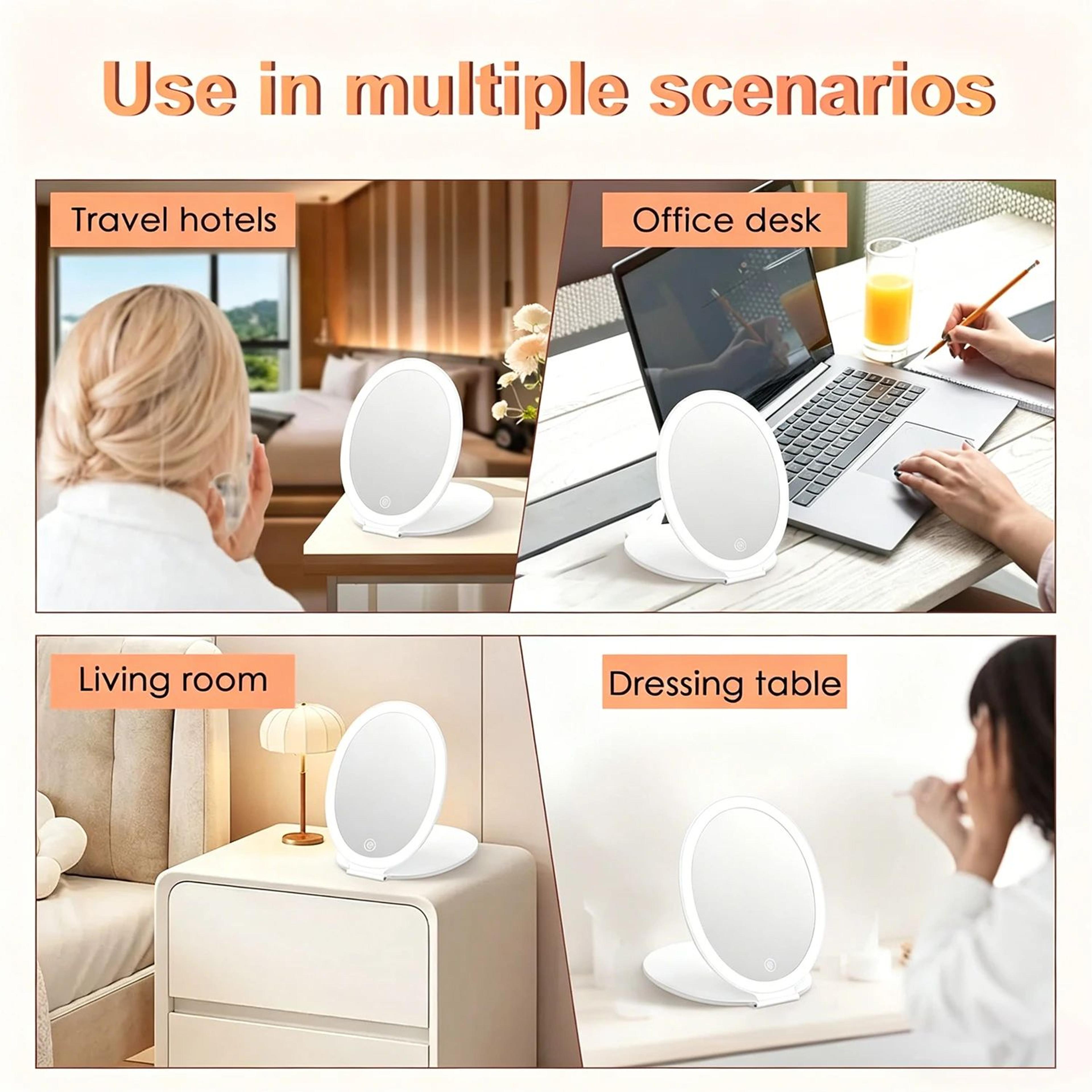 7 Inch Rechargeable LED Folding Travel Makeup Mirror 5