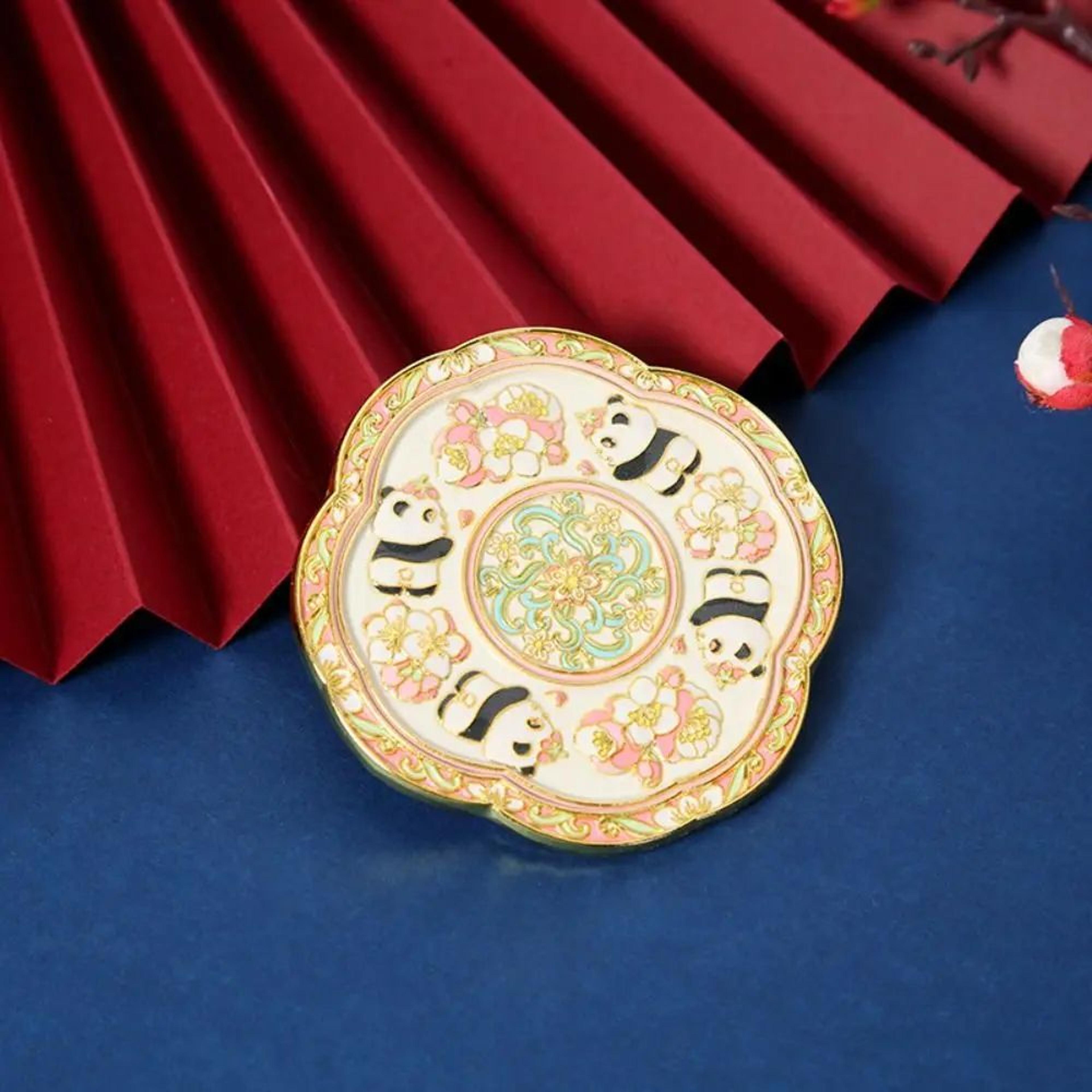 Chinese Style Embossed Floral Handheld Pocket Makeup Mirror 6