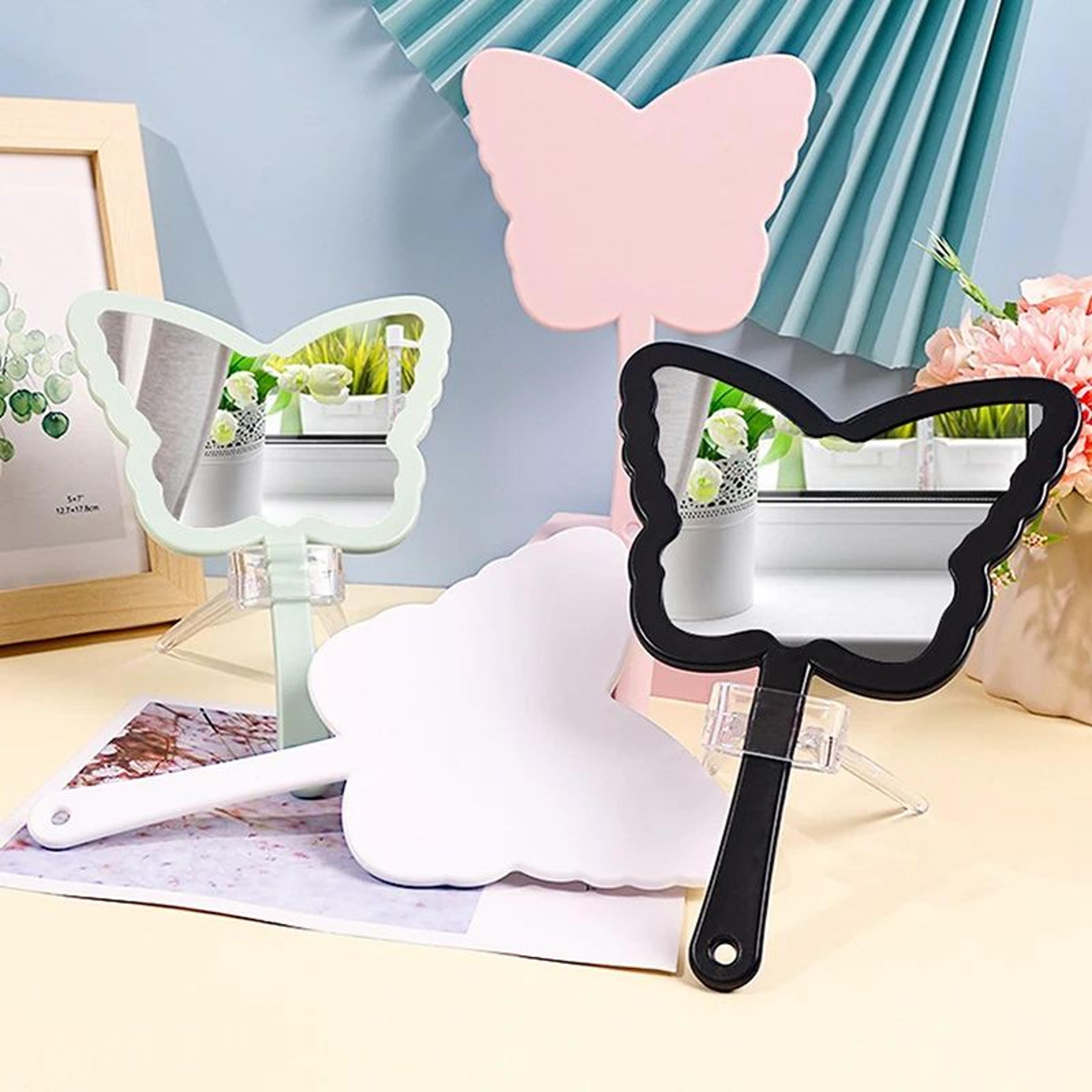 butterfly shaped handheld makeup and eyelash mirror