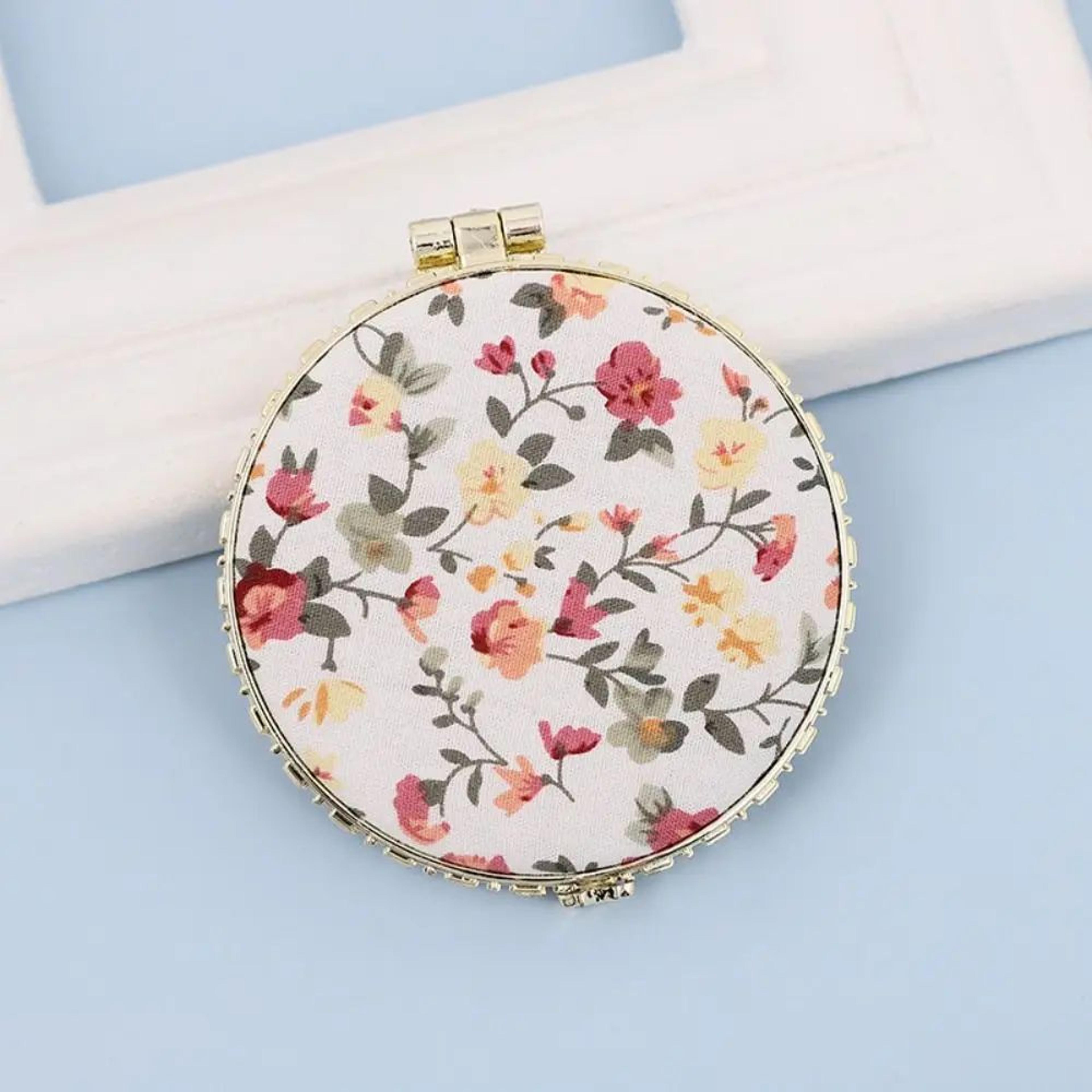 Vintage Floral Foldable Compact Pocket Makeup Mirror 1