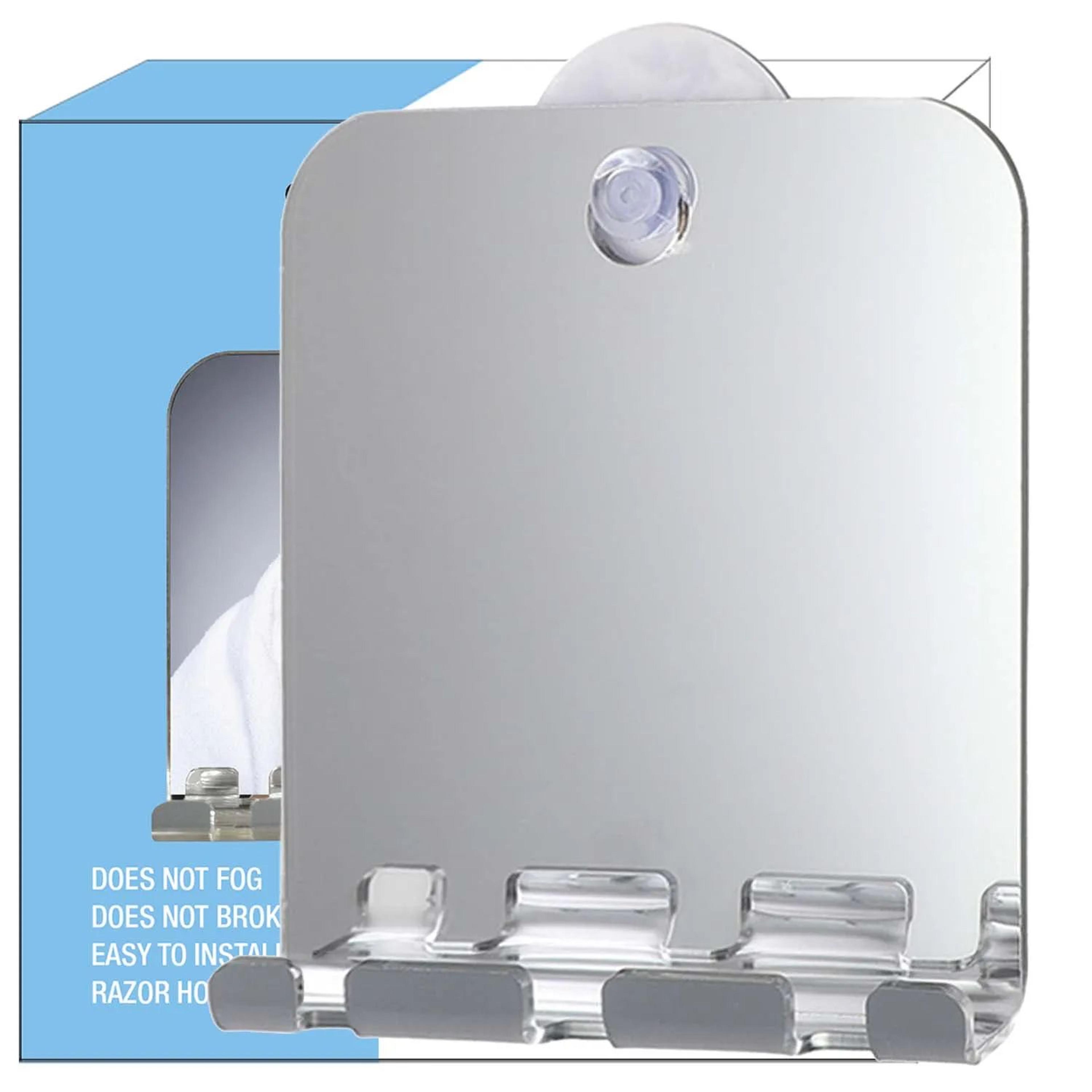 acrylic unbreakable shower shaving mirror with razor hook