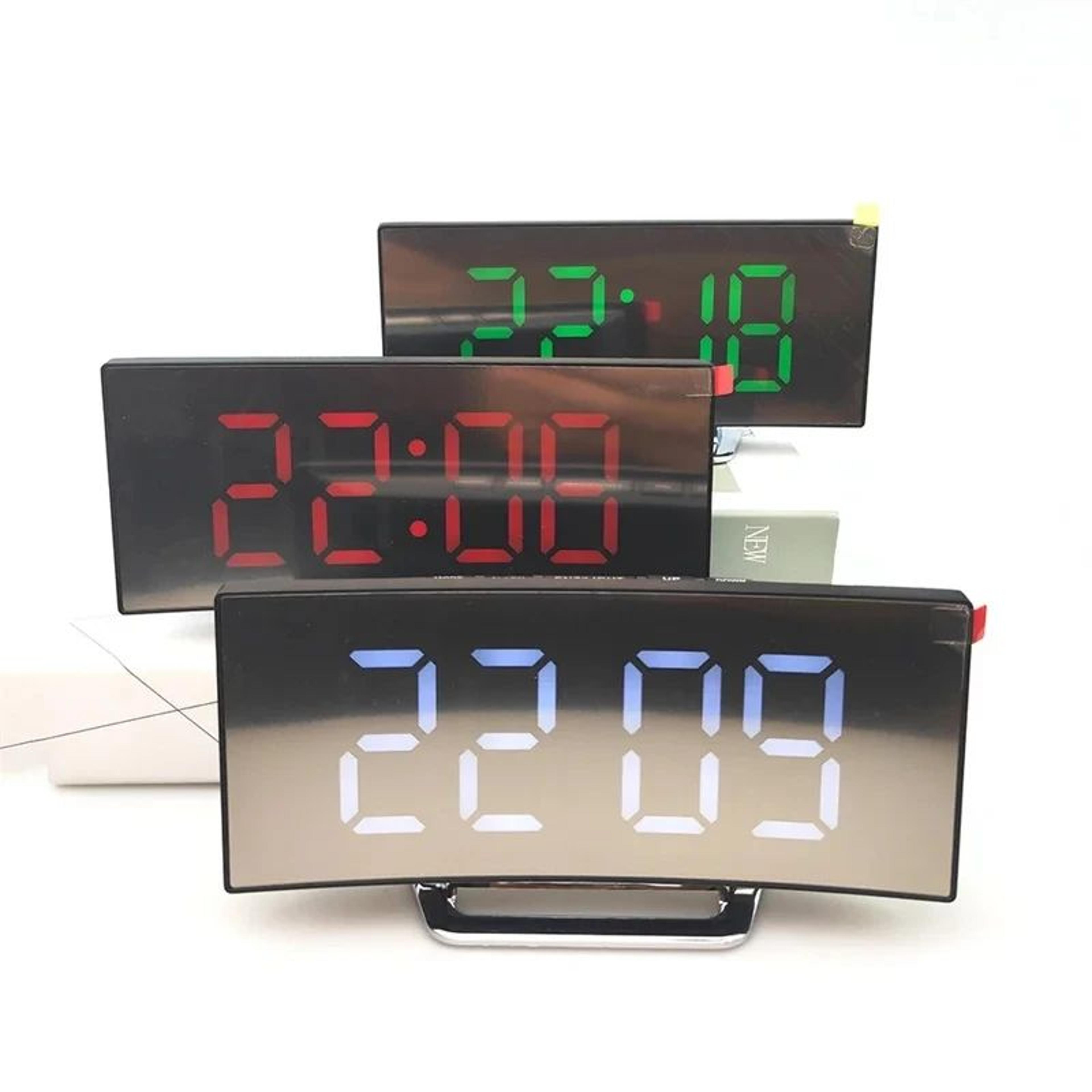 Curved LED Digital Alarm Clock With Large Mirror Display 5