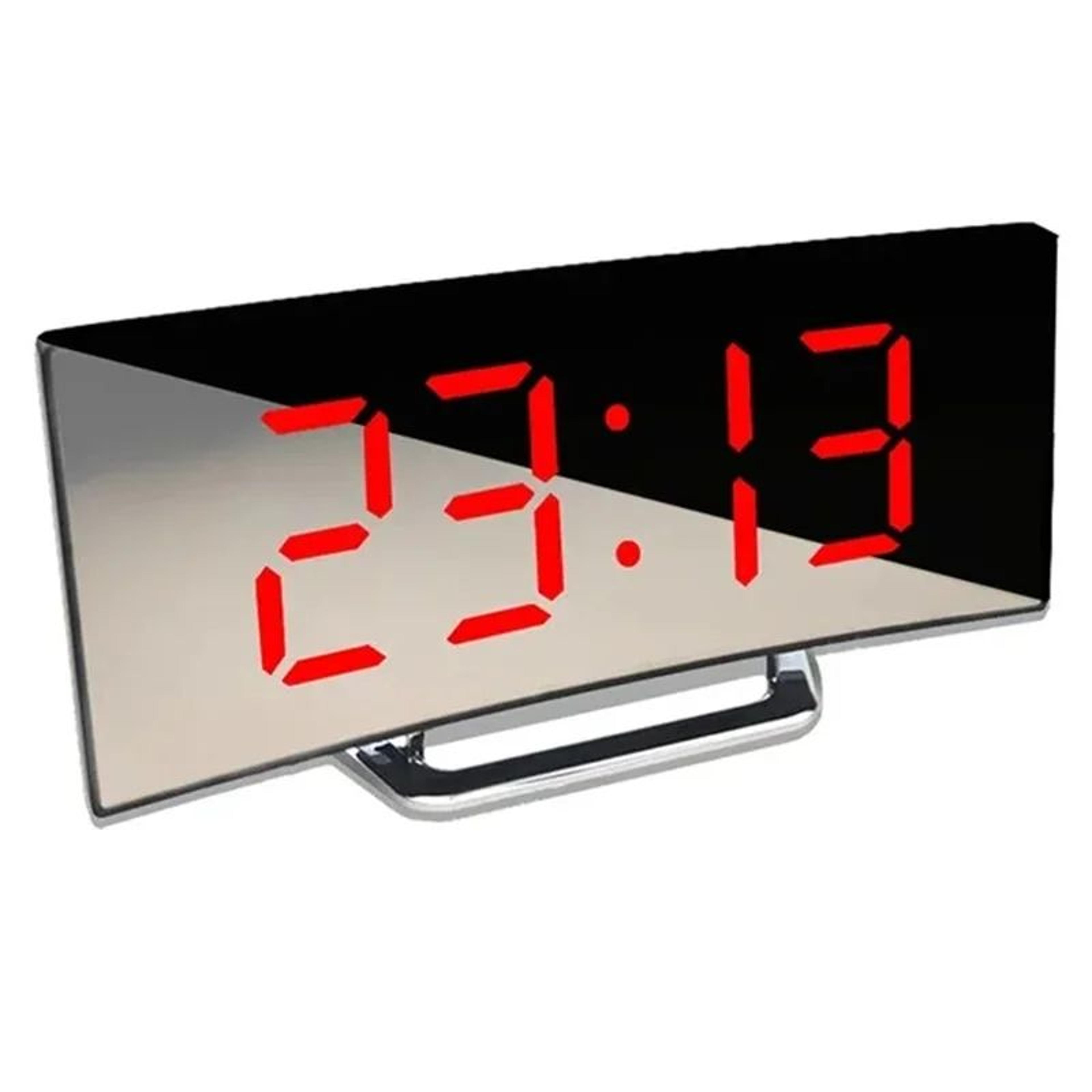 Curved LED Digital Alarm Clock With Large Mirror Display 7