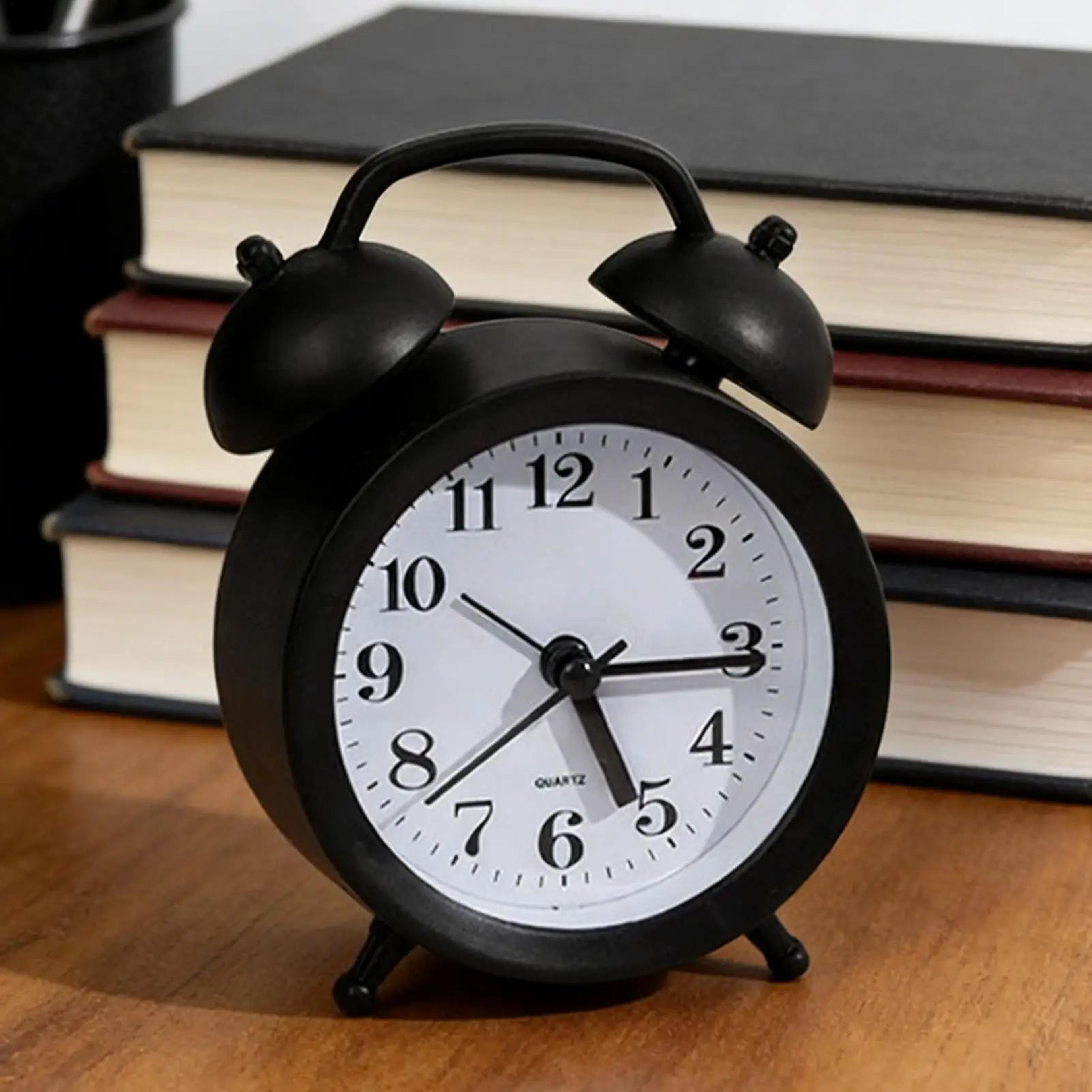 retro double bell metal analog alarm clock