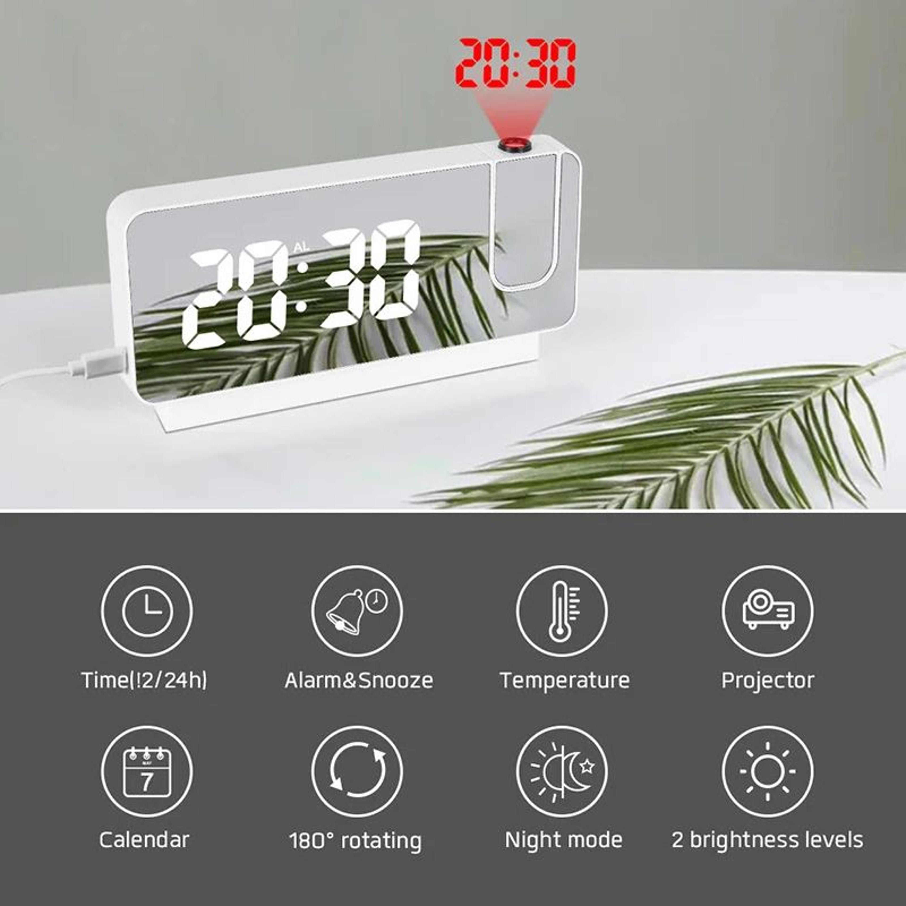 LED Projection Alarm Clock With Temperature Display 2