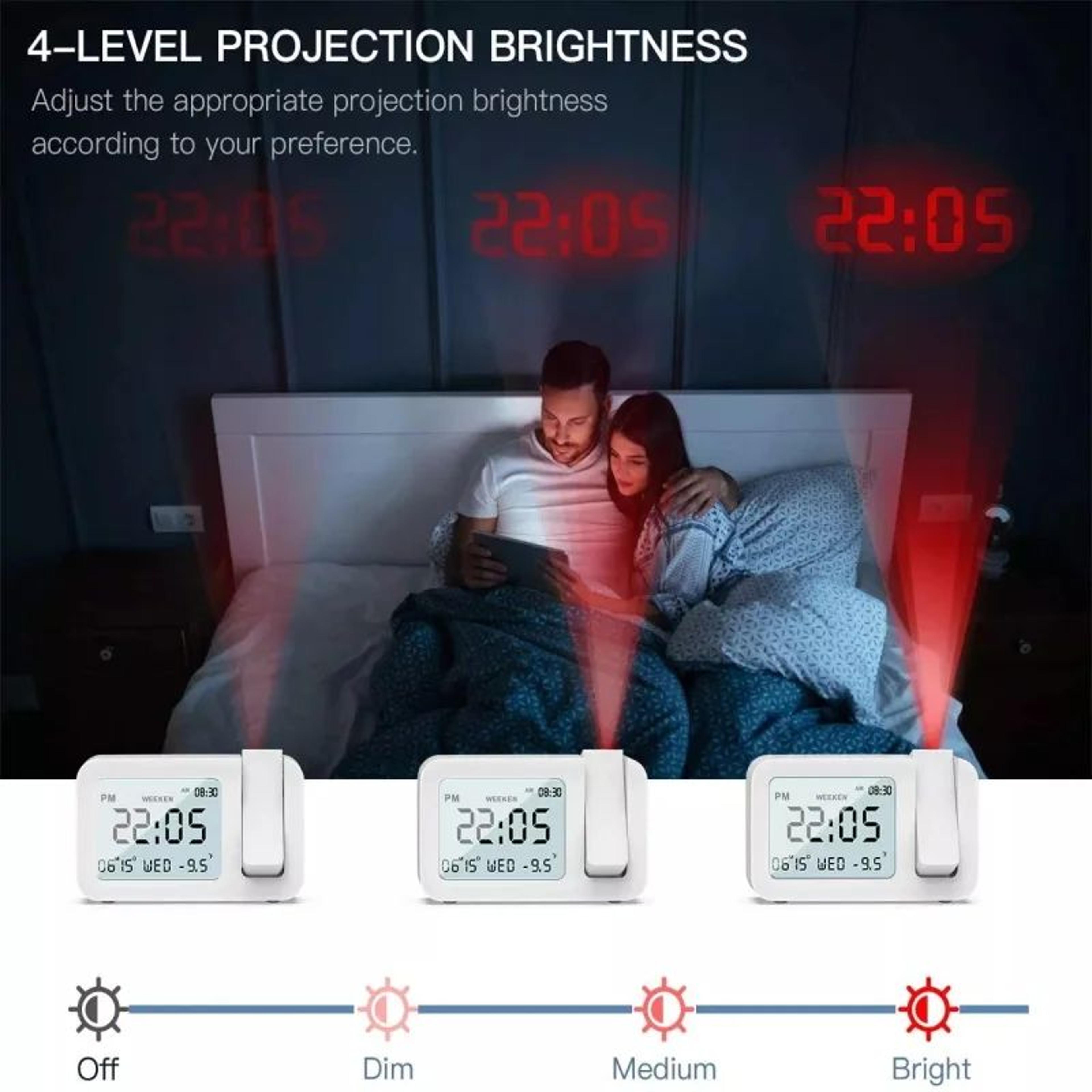 Rechargeable LED Projection Alarm Clock With USB Charging 3