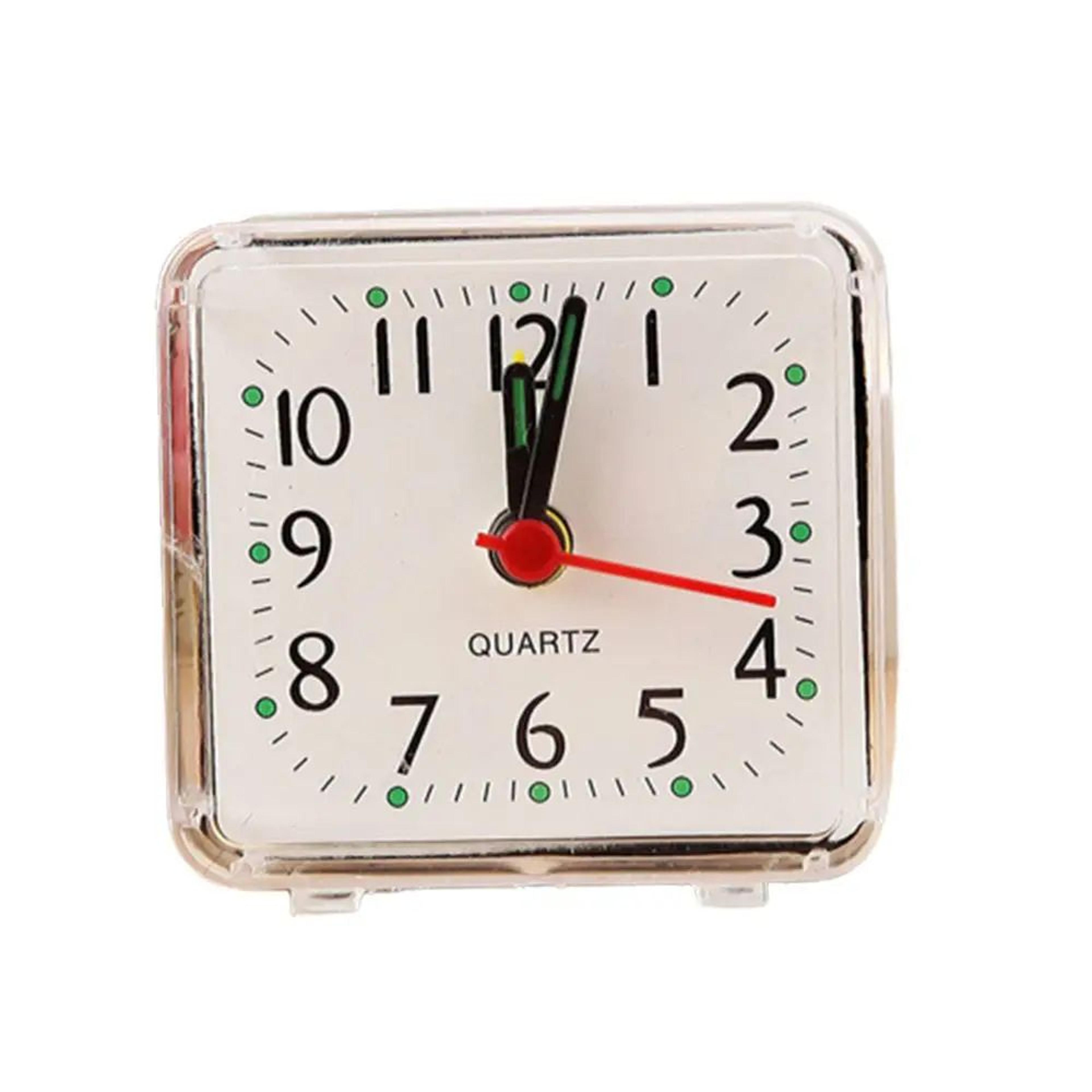 Small Square Silent Quartz Bedside Alarm Clock 4