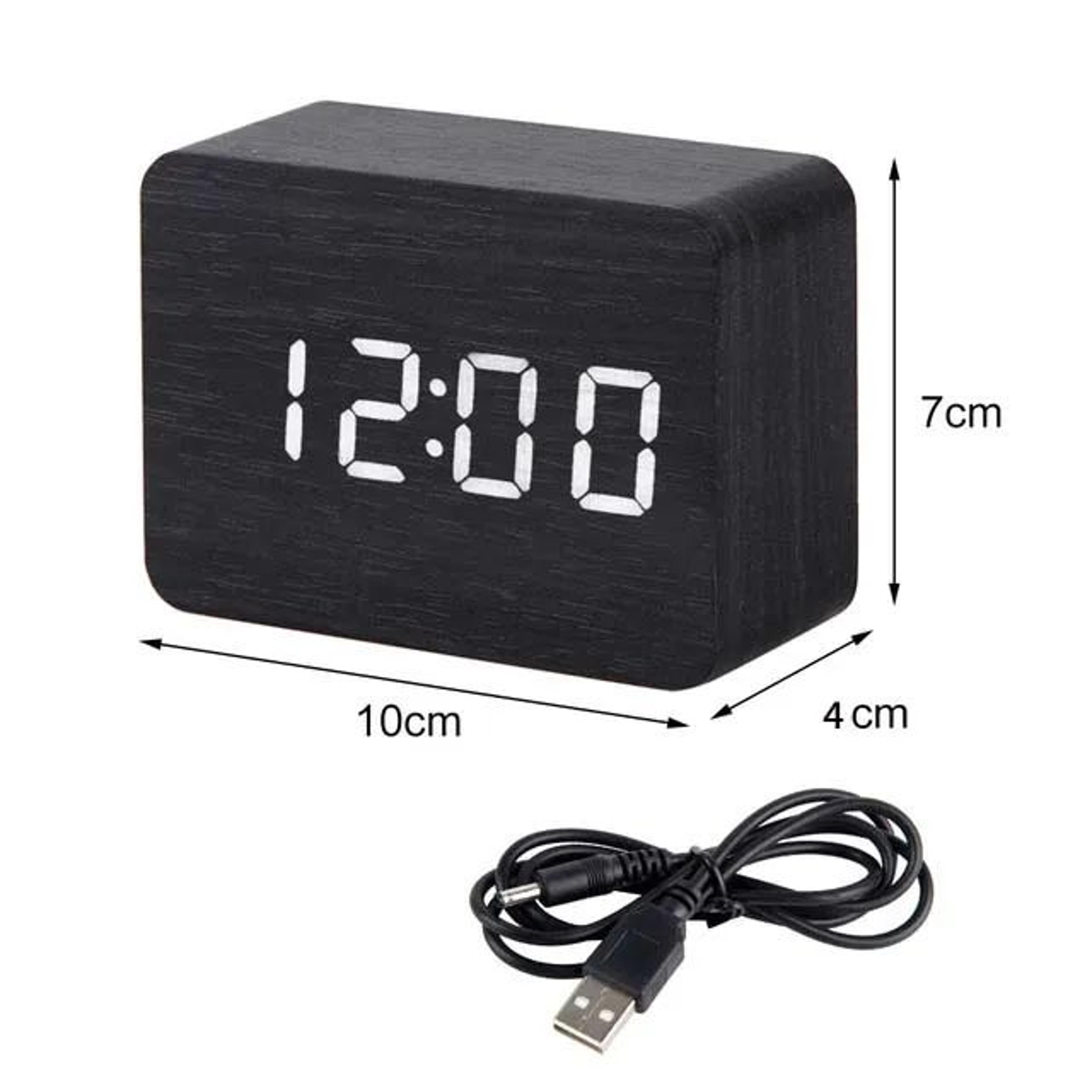 LED Wooden Digital Alarm Clock With Voice Control 6
