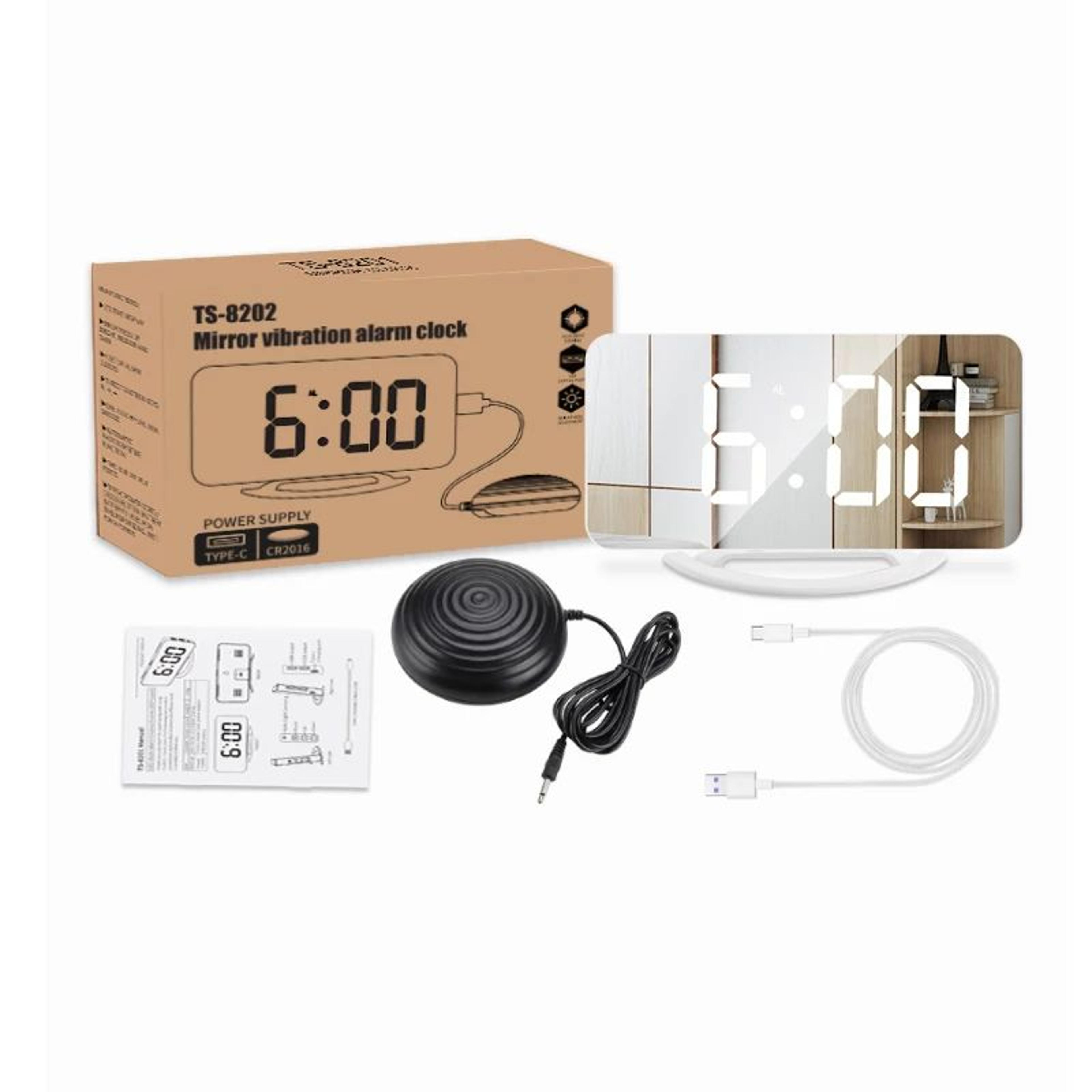 LED Mirror Alarm Clock With Strong Vibration Shaker 5