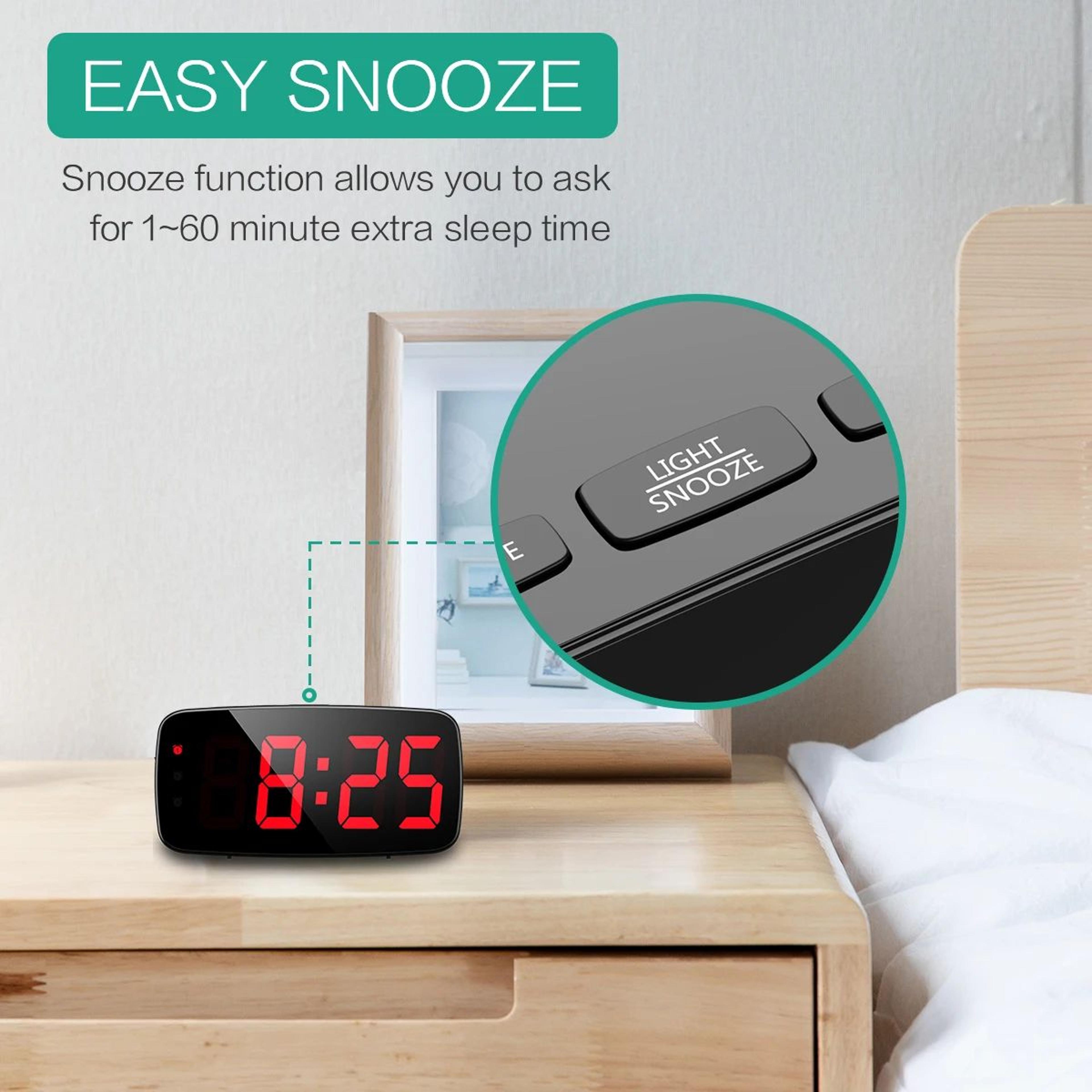 LED Digital Alarm Clock With Voice Control Temperature And Snooze 2
