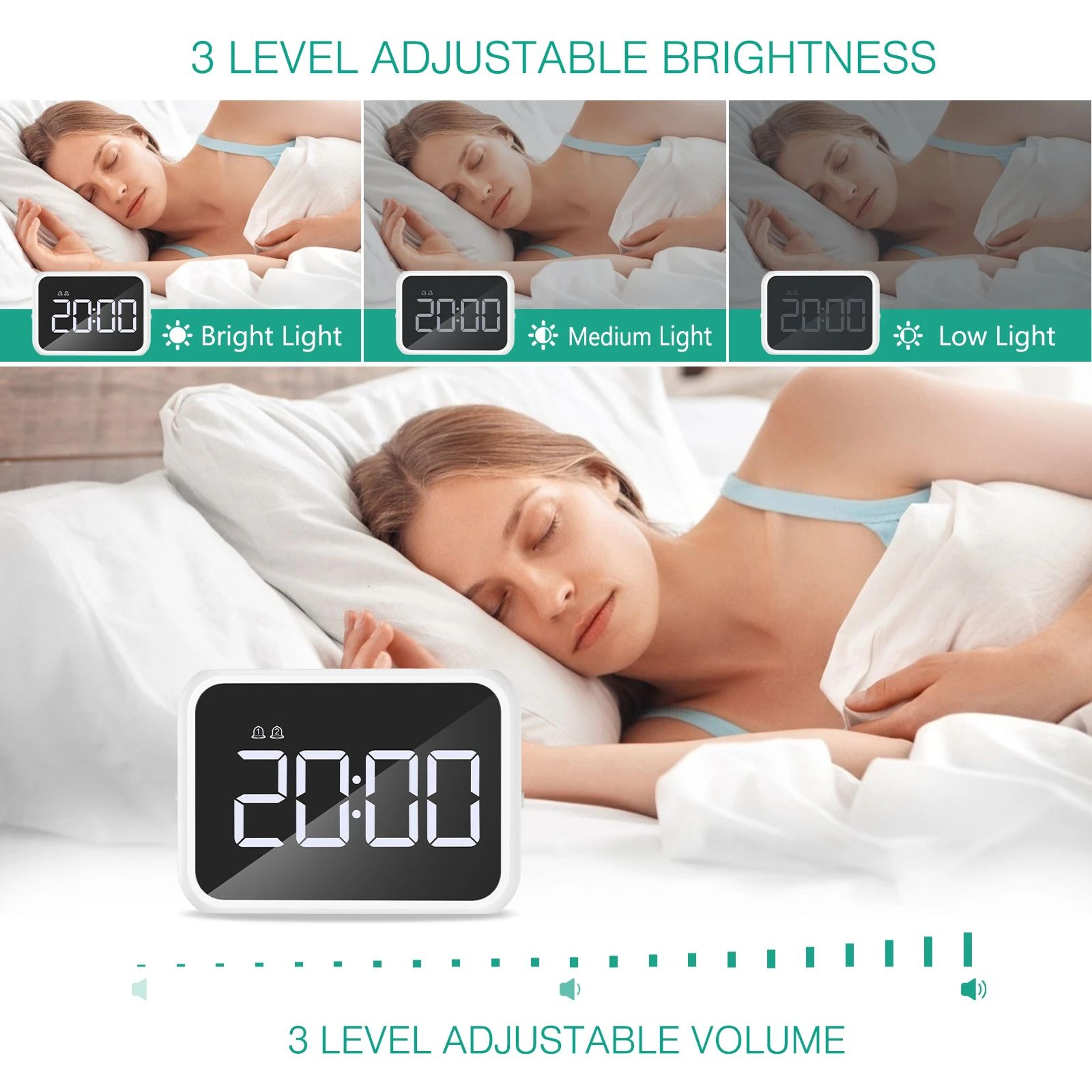 Mini LED Mirror Digital Alarm Clock With Snooze And USB Charging 3
