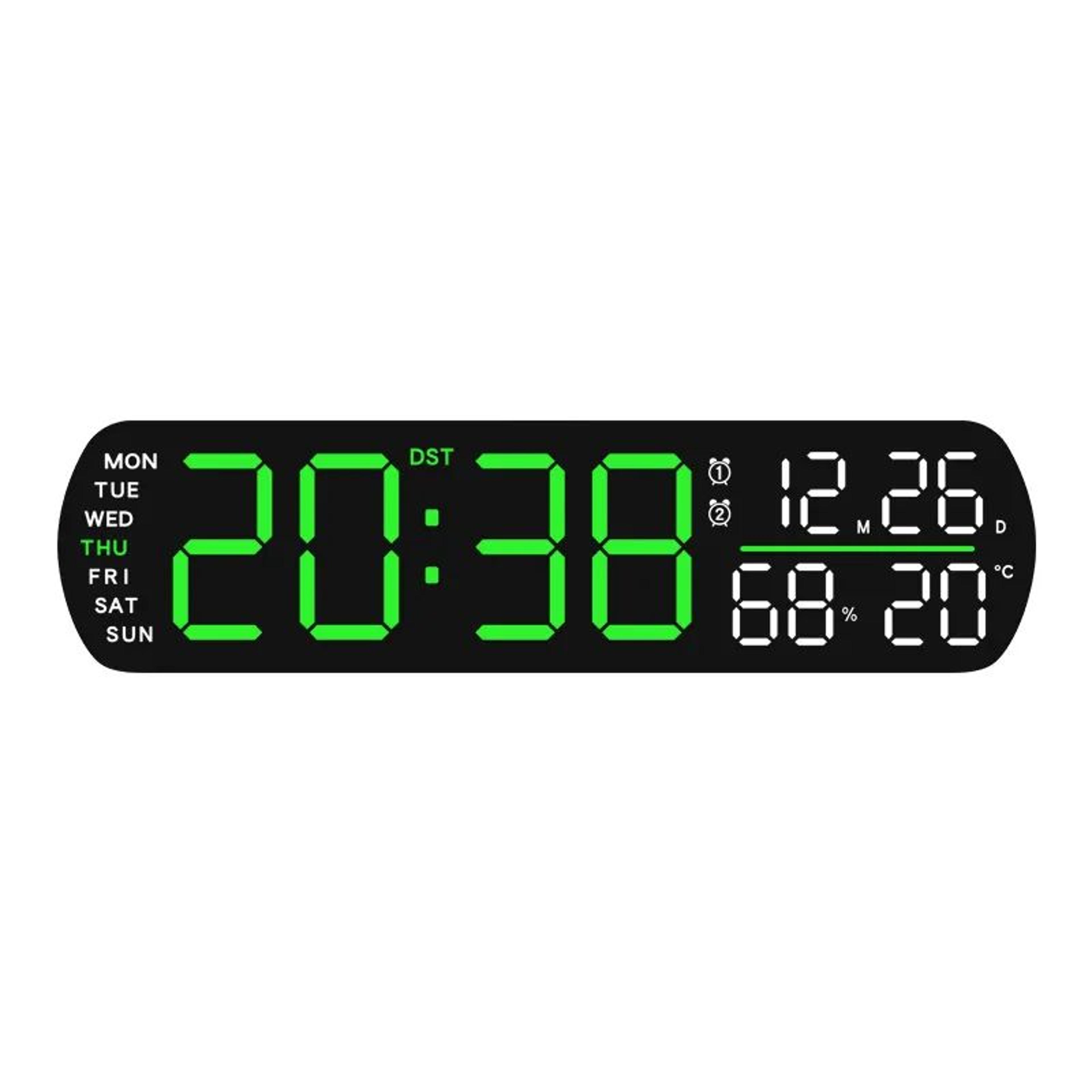 10 Inch LED Digital Alarm Clock With Temperature Humidity And Dual Alarm 7