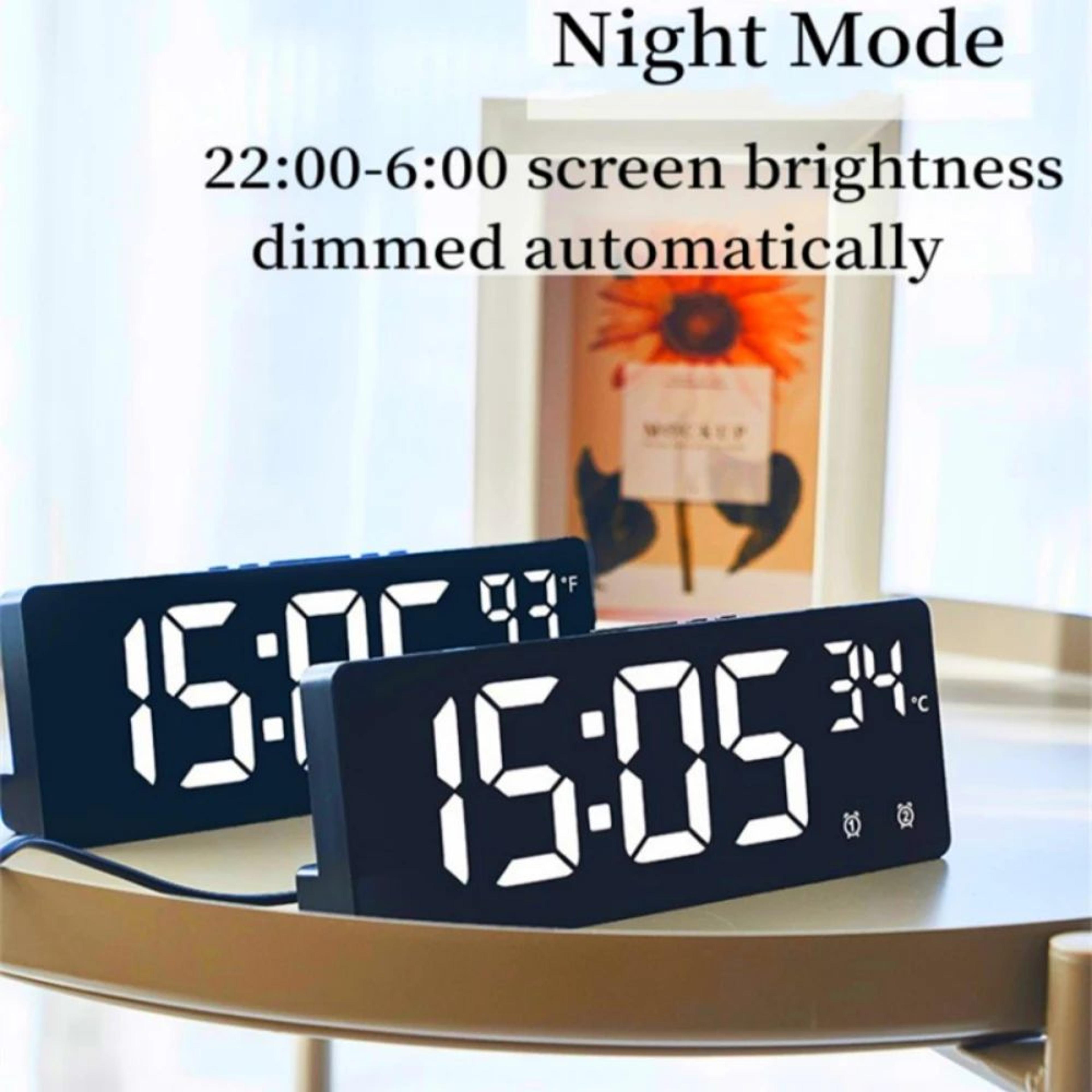 Voice Control LED Digital Alarm Clock With Dual Alarm And Temperature 4