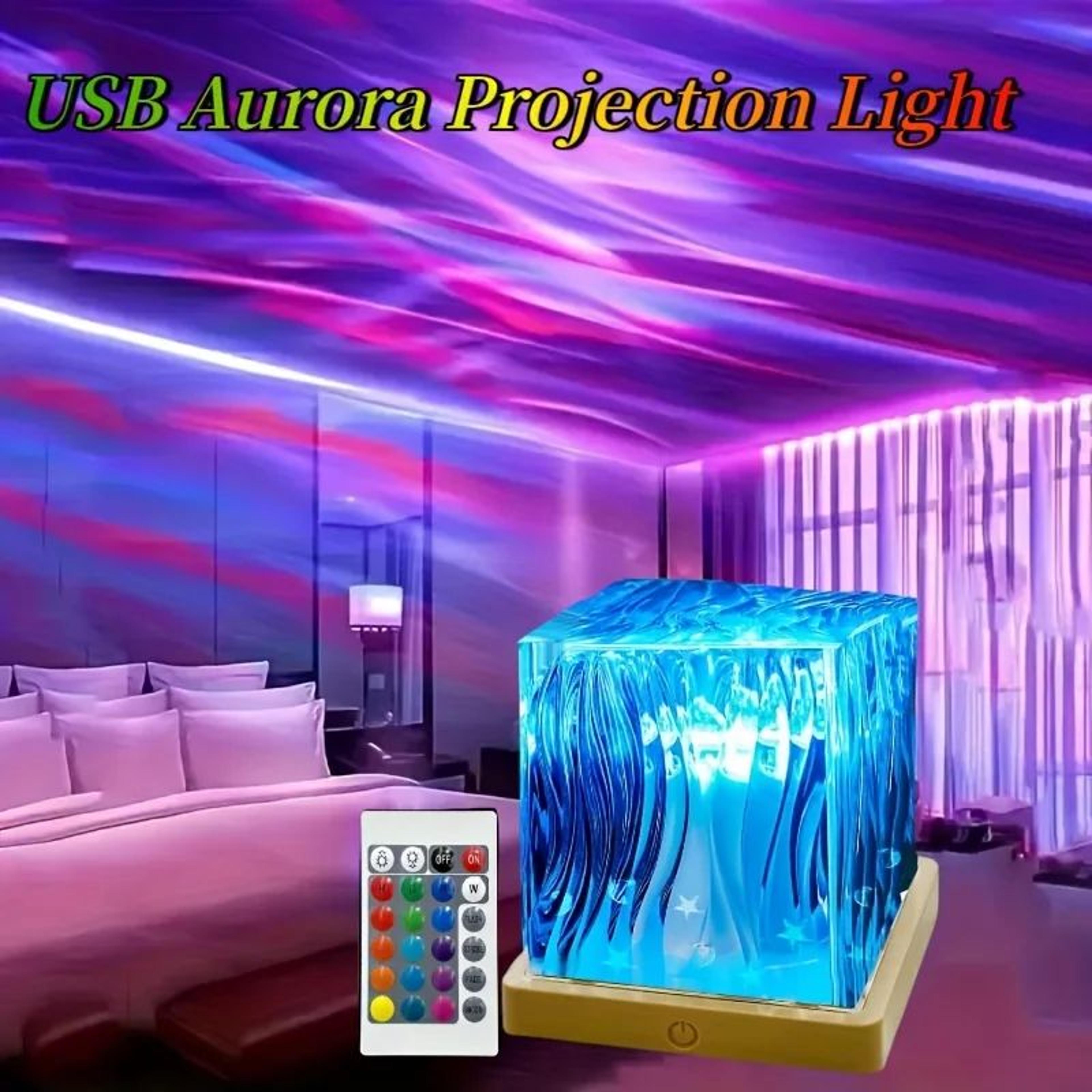 16 Color RGB Aurora Crystal LED Night Light Projector 3