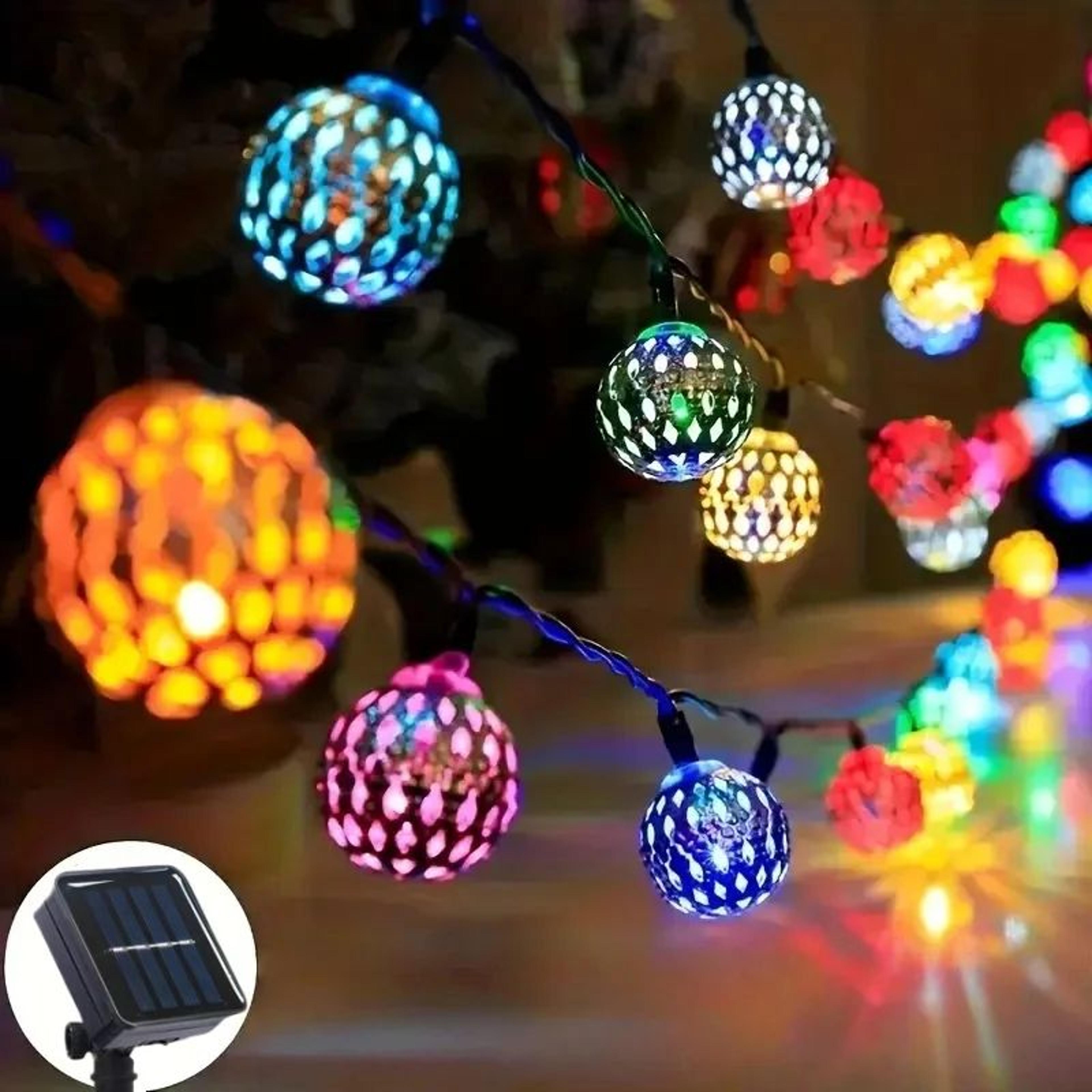Solar Moroccan Ball LED String Lights For Outdoor Decor 6
