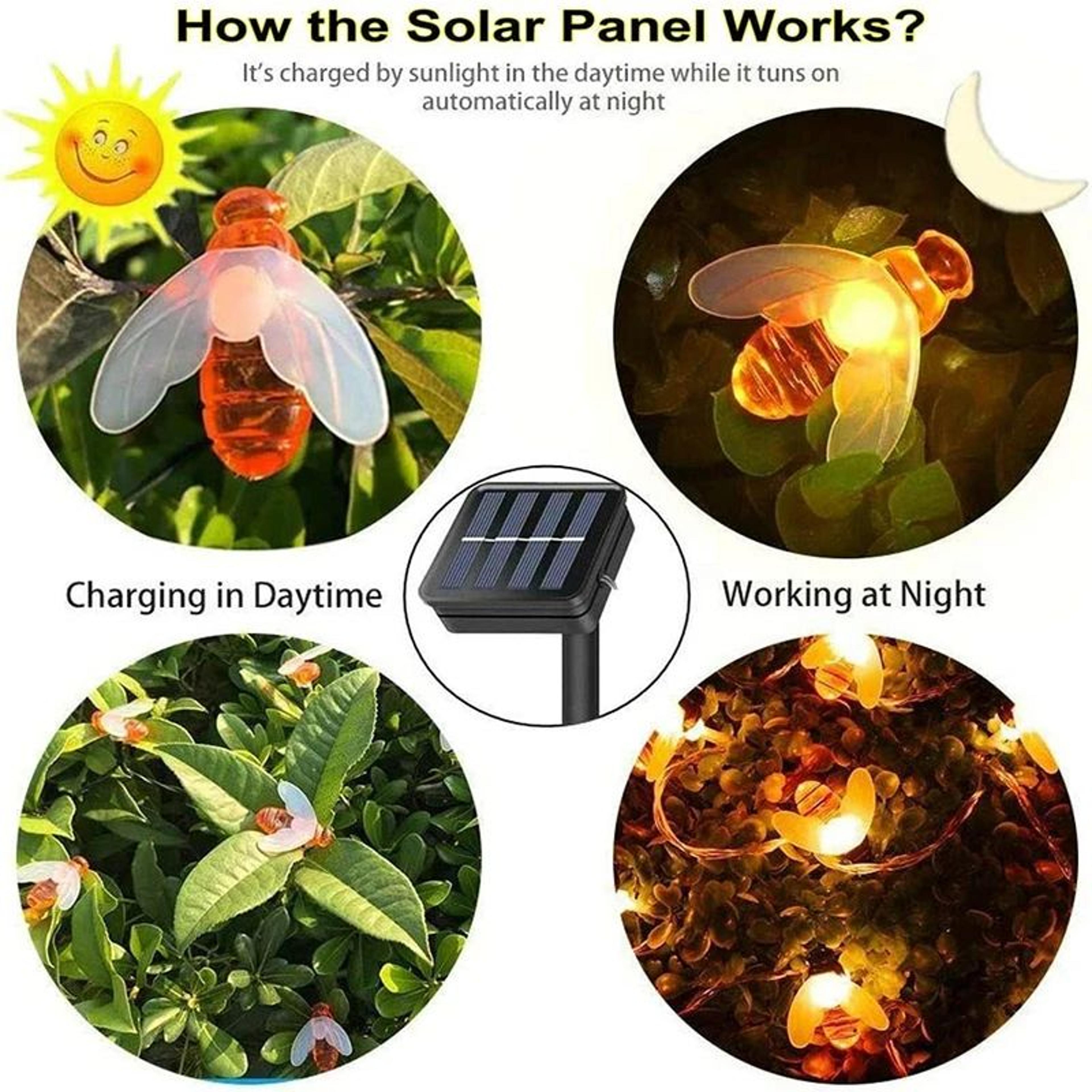 Solar Bee String Lights Outdoor Fairy Garden Decor 3