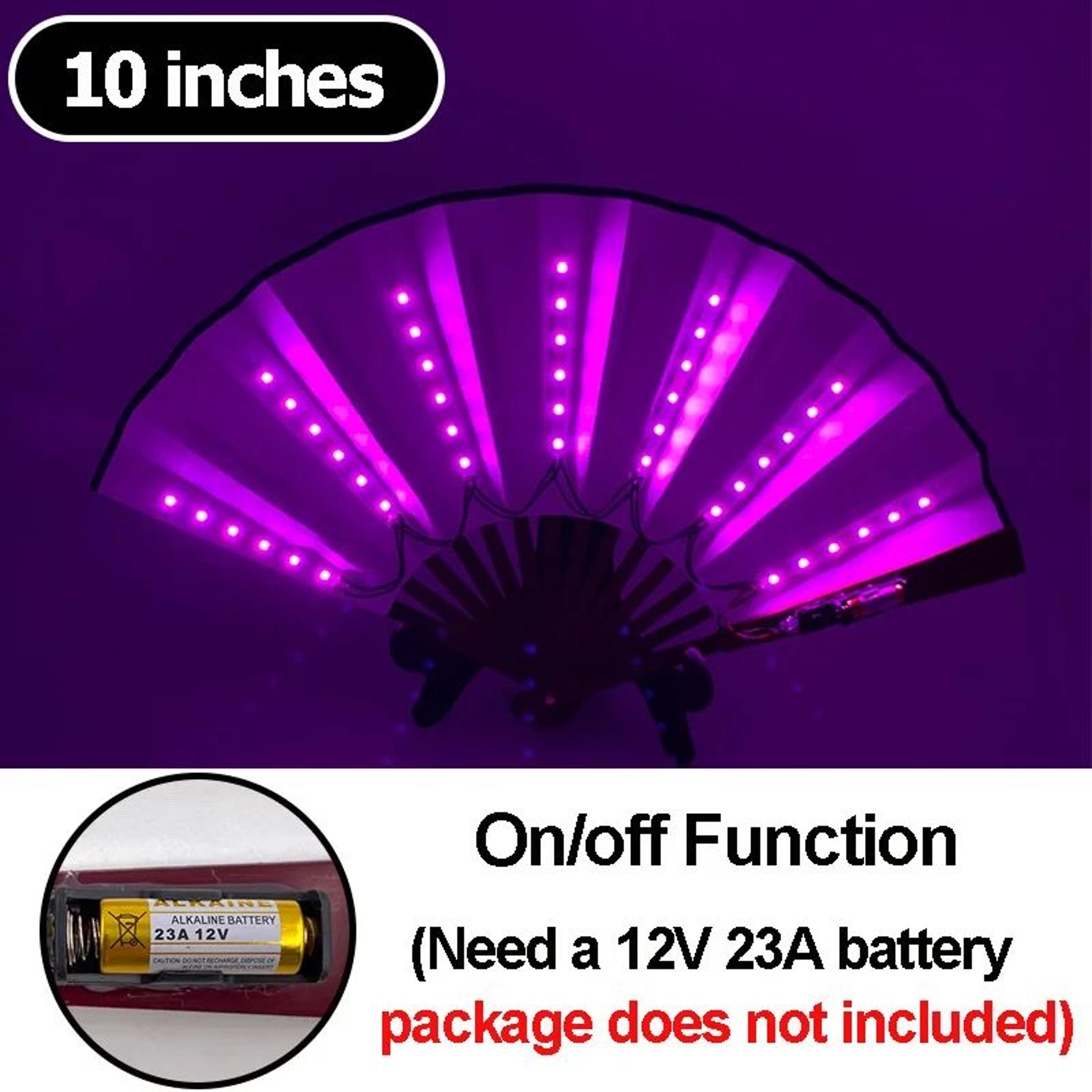 LED Neon Folding Rave Hand Fan Party Light 10