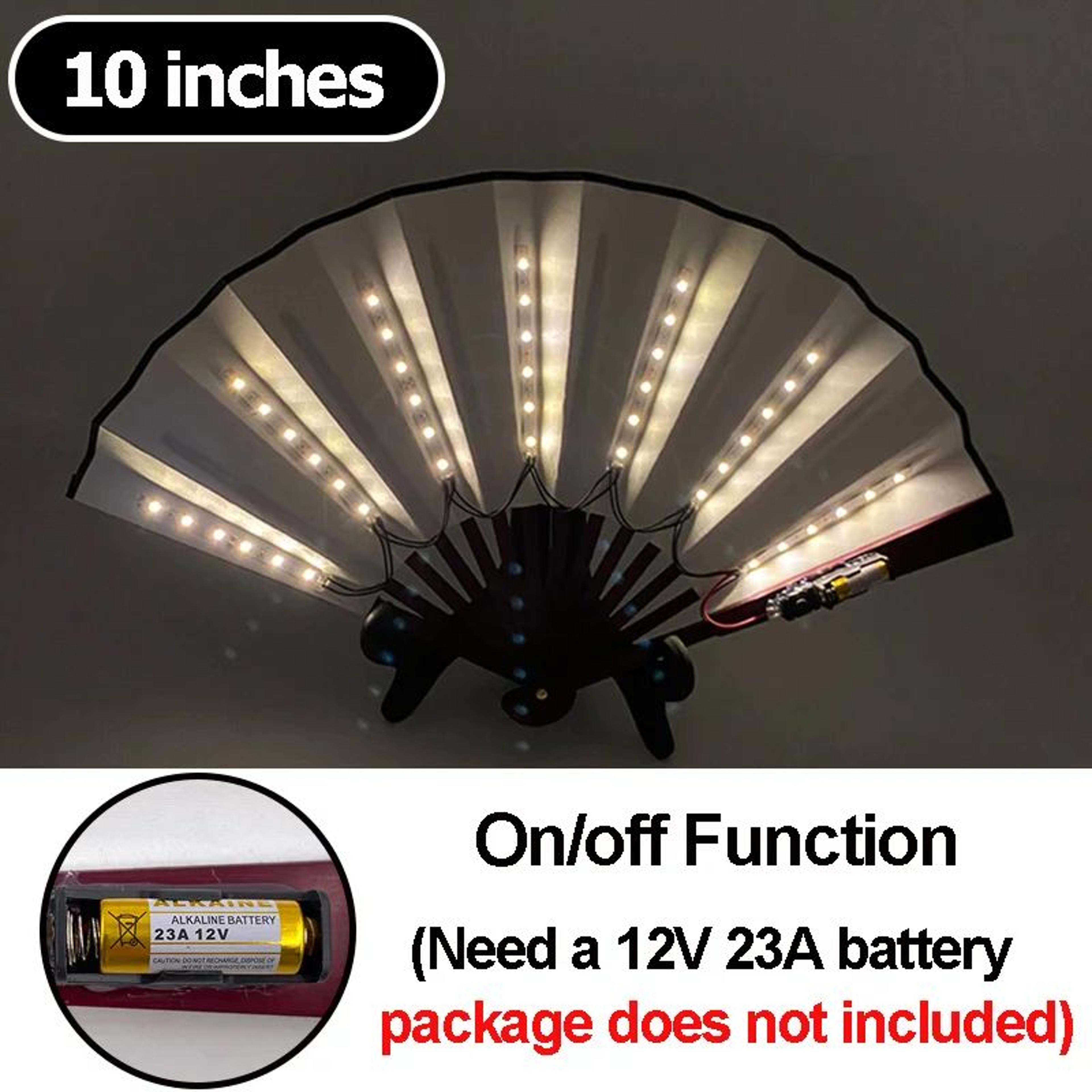 LED Neon Folding Rave Hand Fan Party Light 8