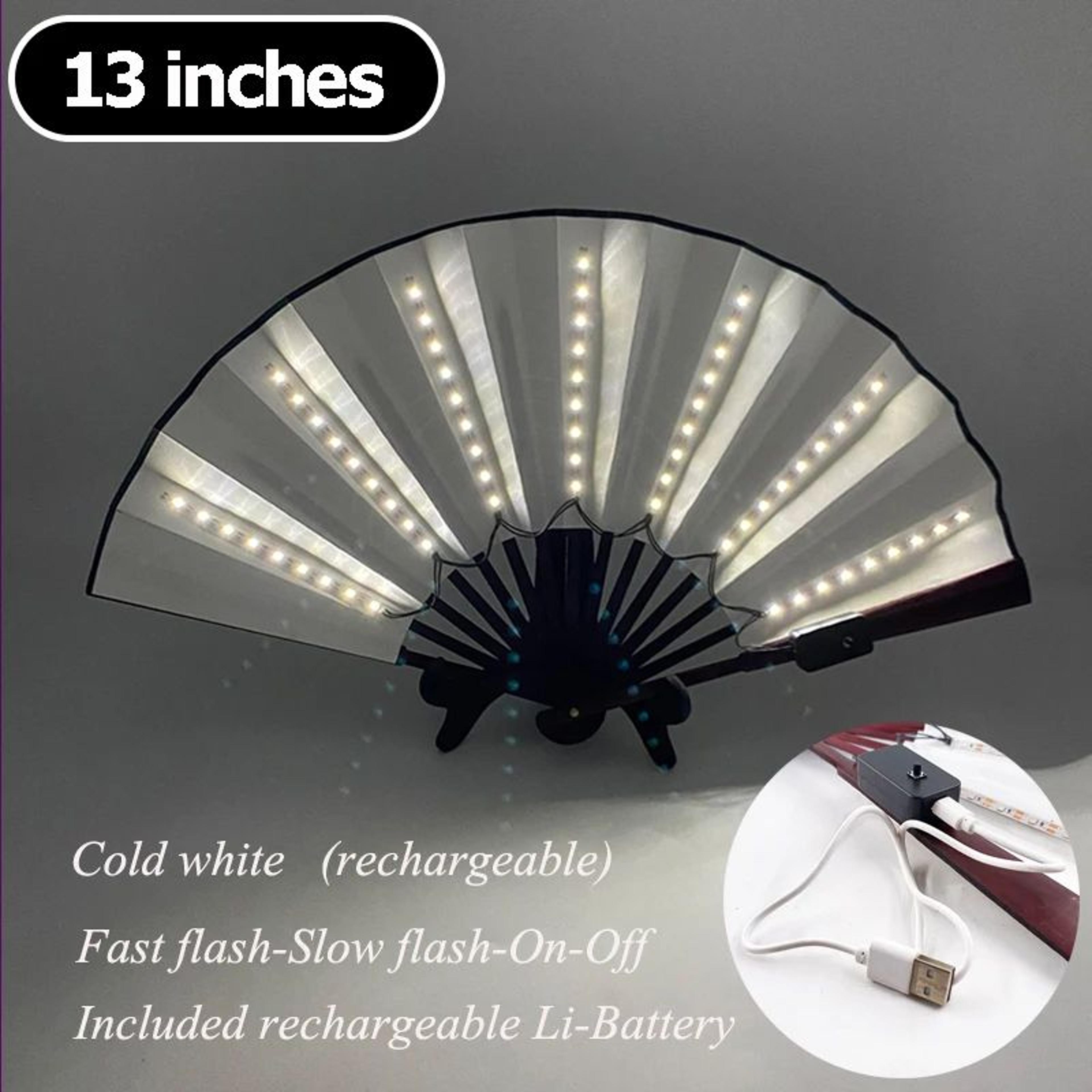 LED Neon Folding Rave Hand Fan Party Light 25