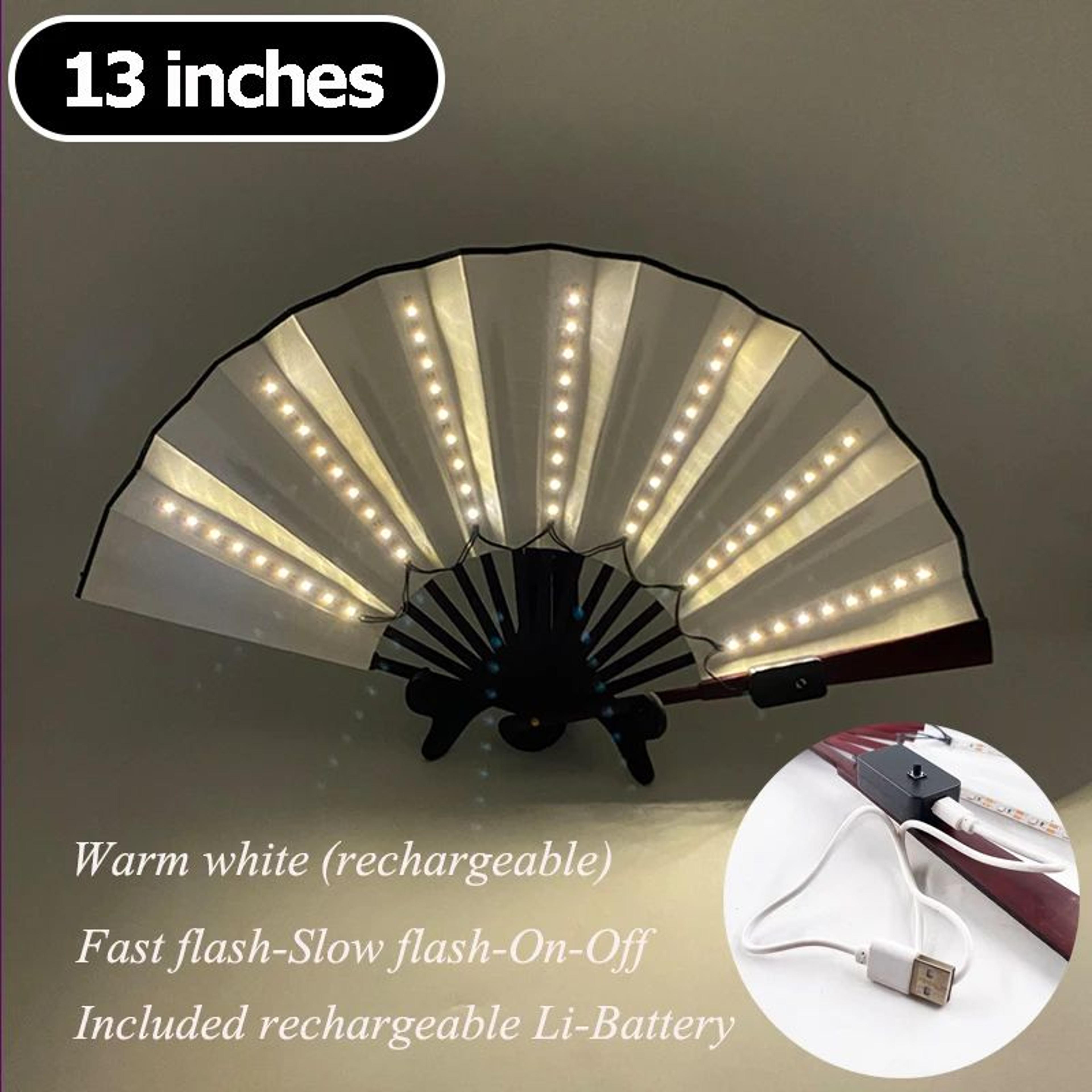LED Neon Folding Rave Hand Fan Party Light 24