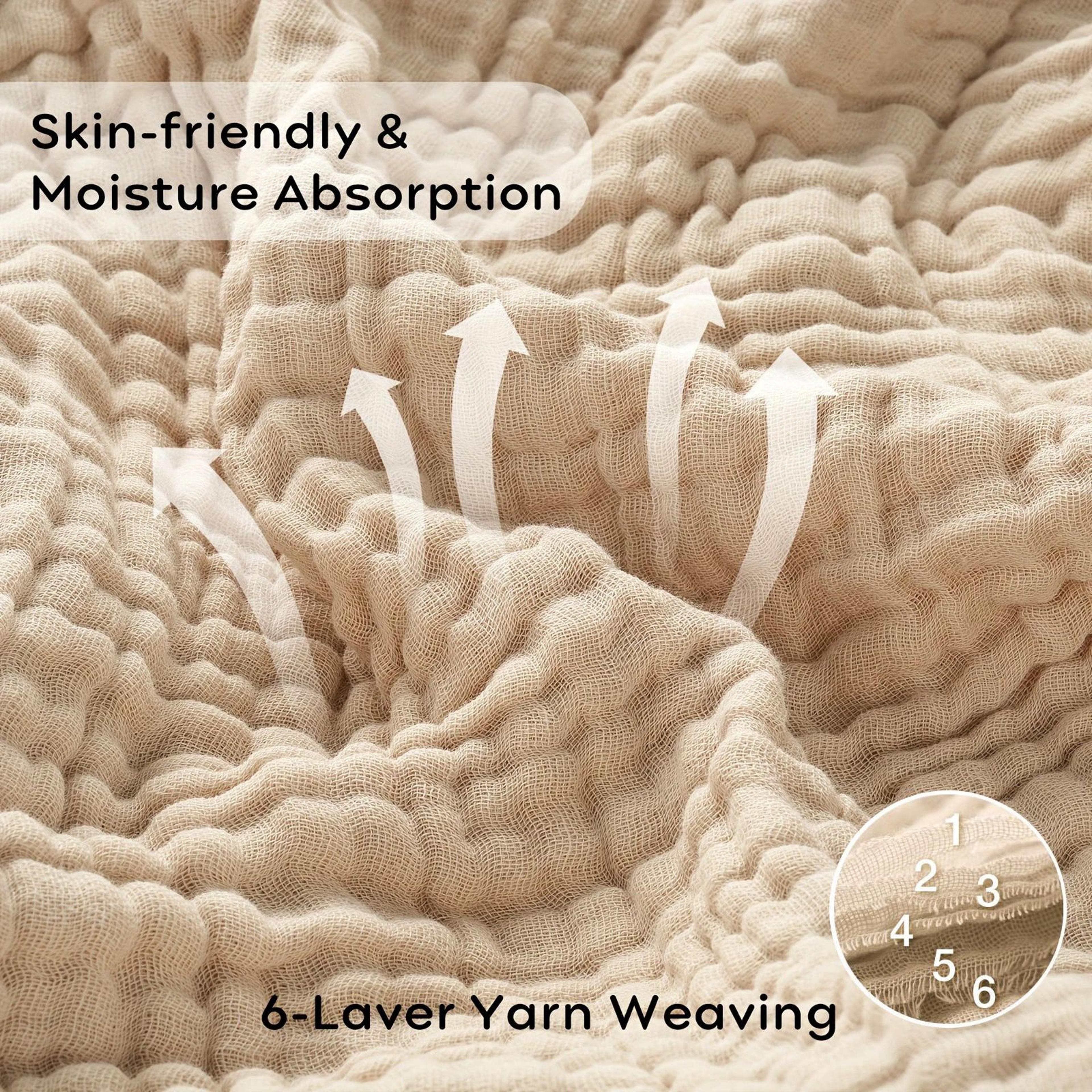 Six Layer Cotton Muslin Boho Throw Blanket 3