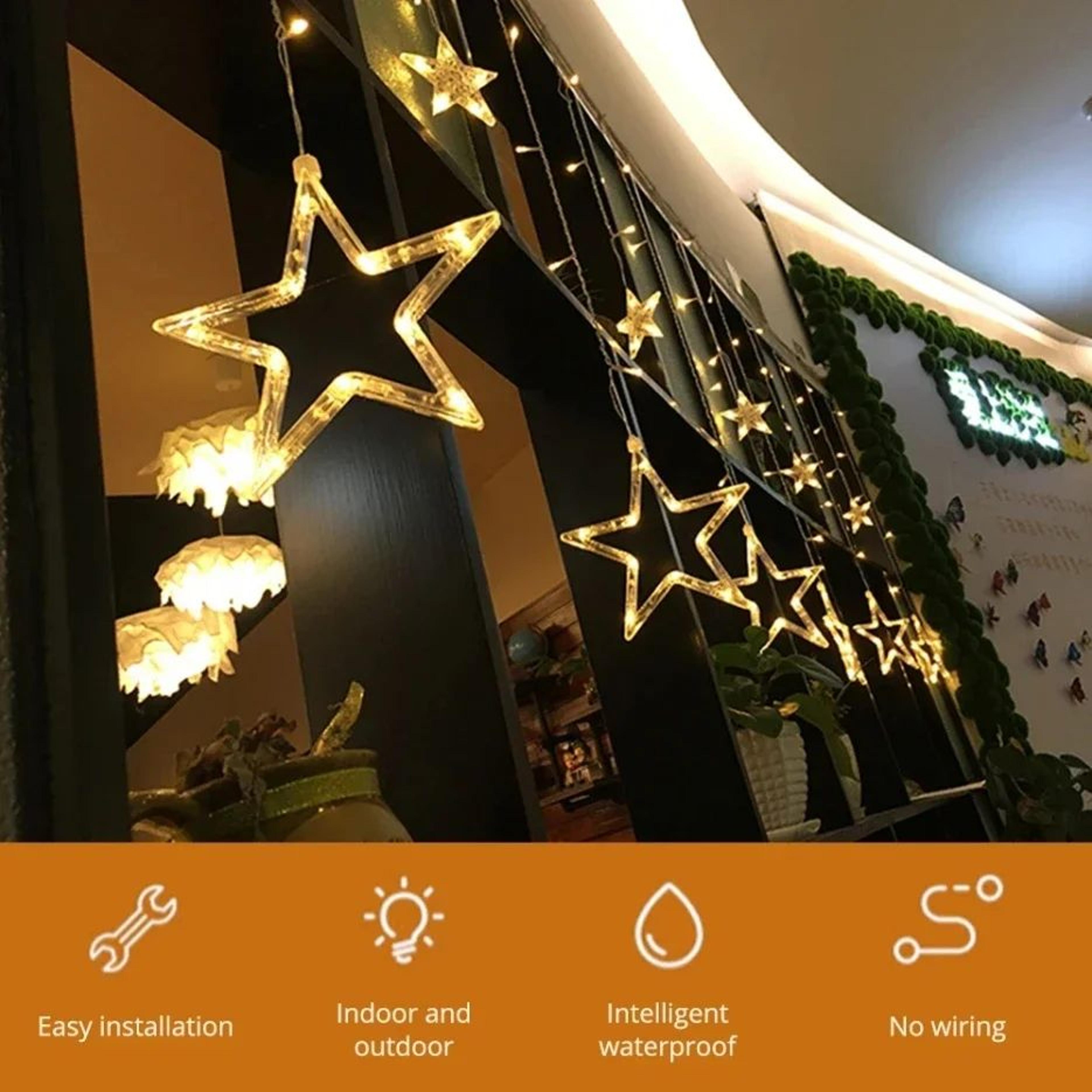 LED Pentagram Curtain String Lights With Remote Control 3