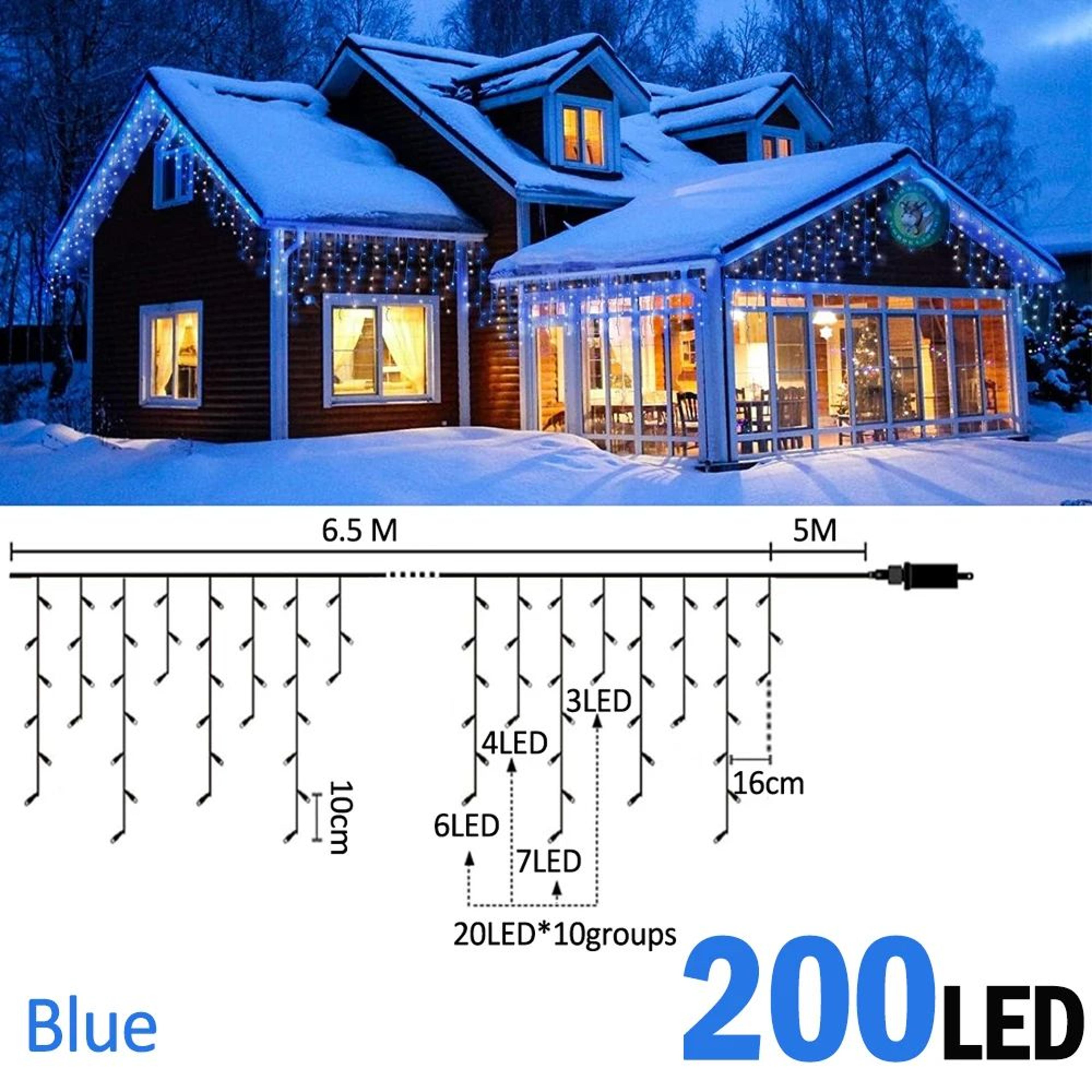 Waterproof LED Icicle String Lights With 8 Lighting Modes 6
