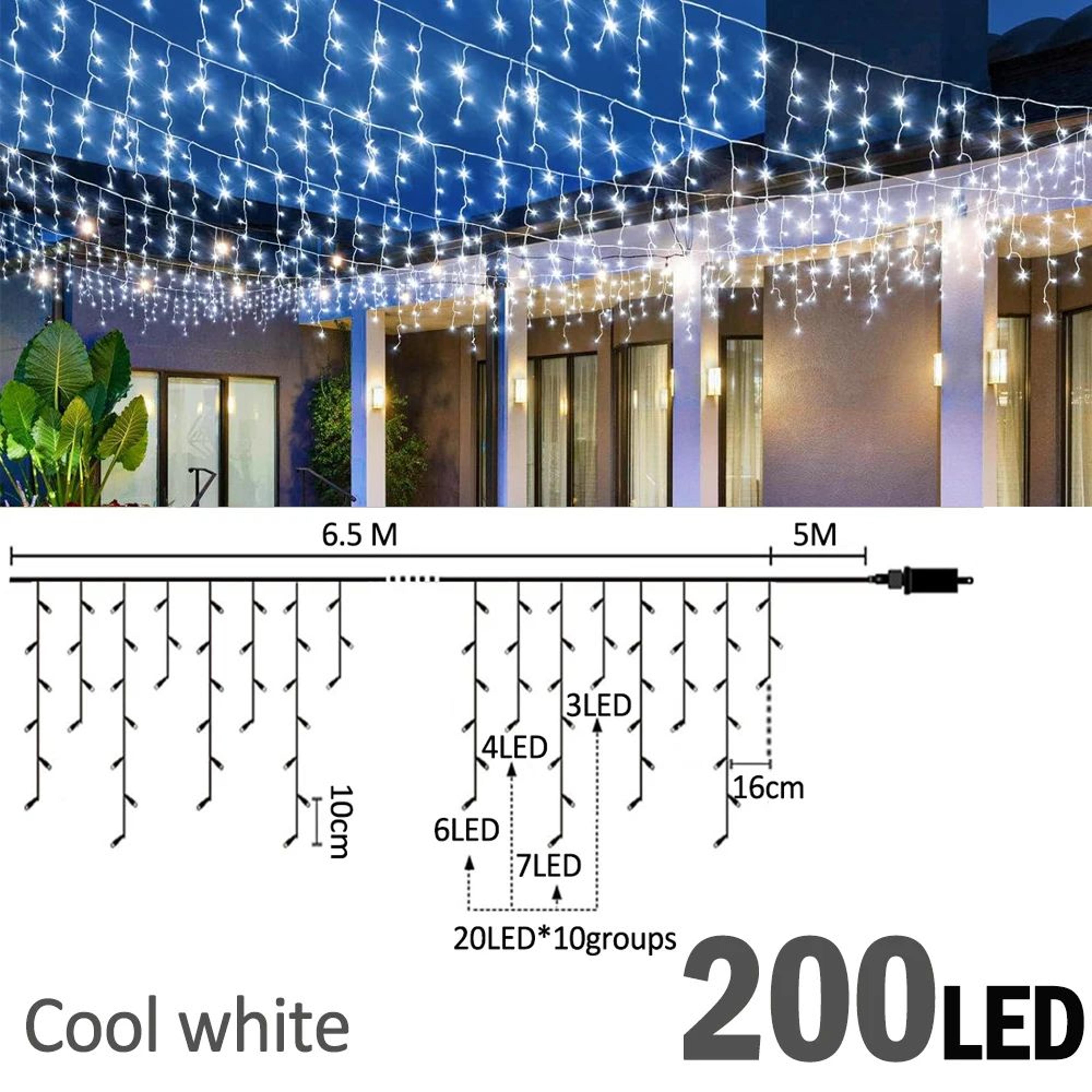 Waterproof LED Icicle String Lights With 8 Lighting Modes 12