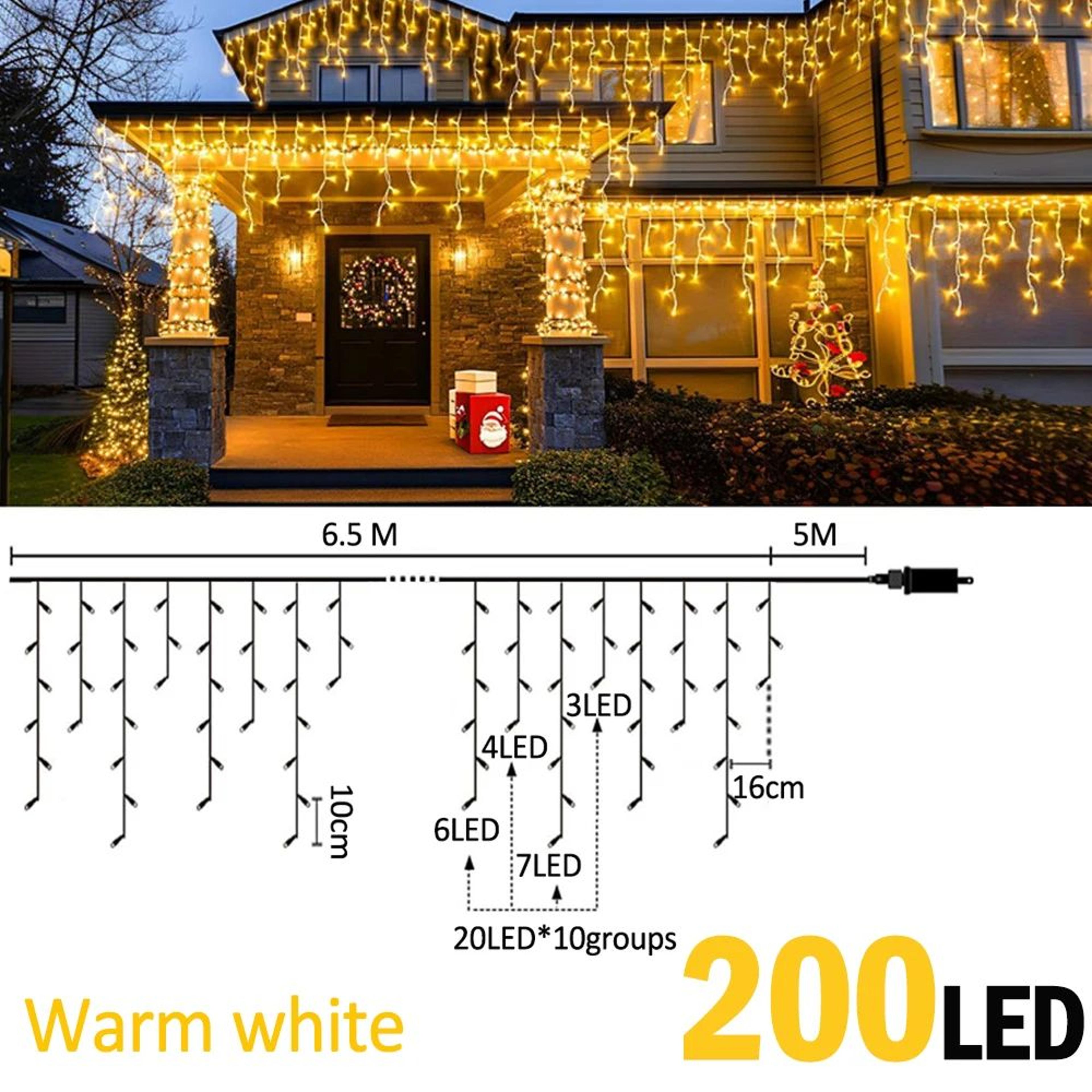 Waterproof LED Icicle String Lights With 8 Lighting Modes 11