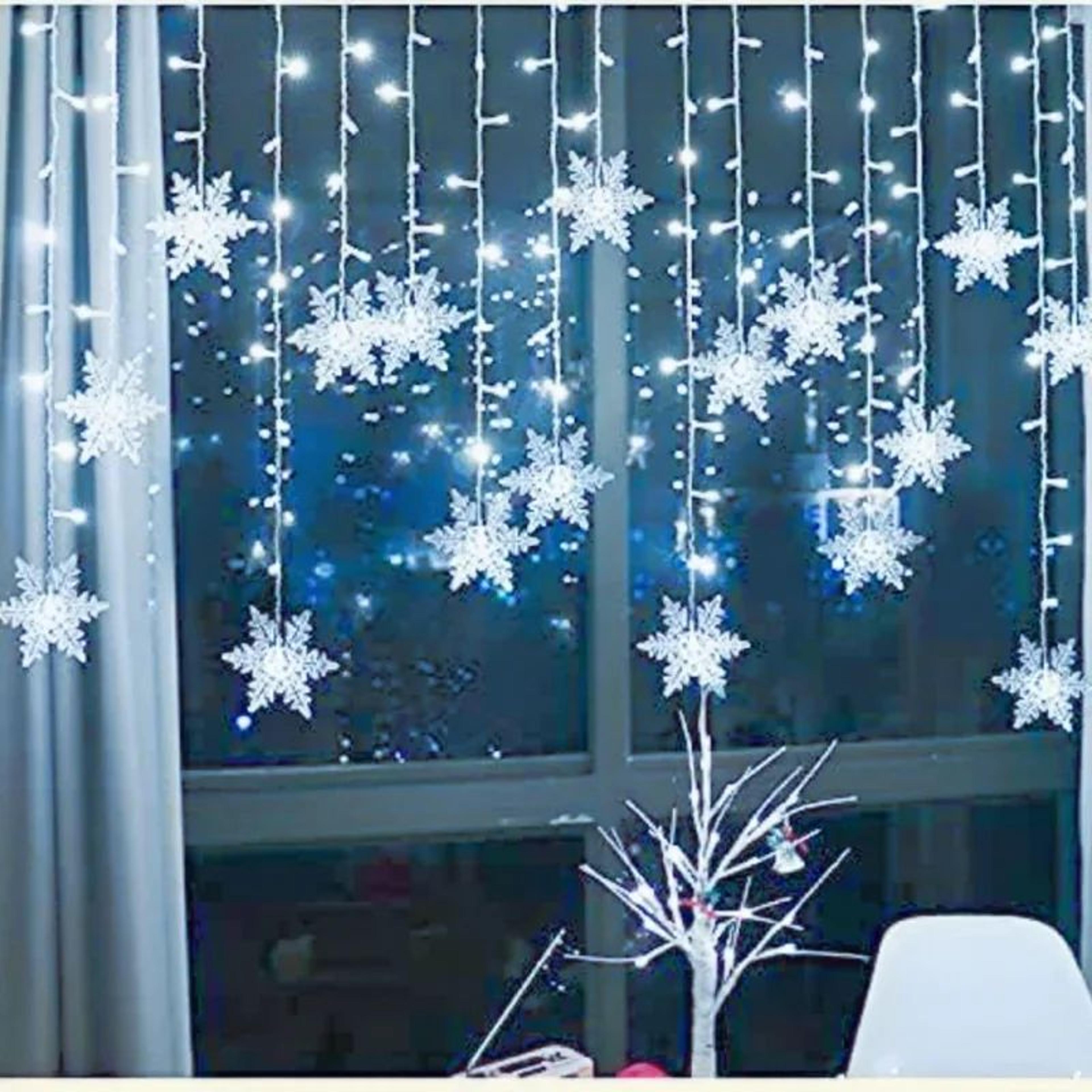 LED Snowflake Curtain String Lights For Christmas And Party Decor 6