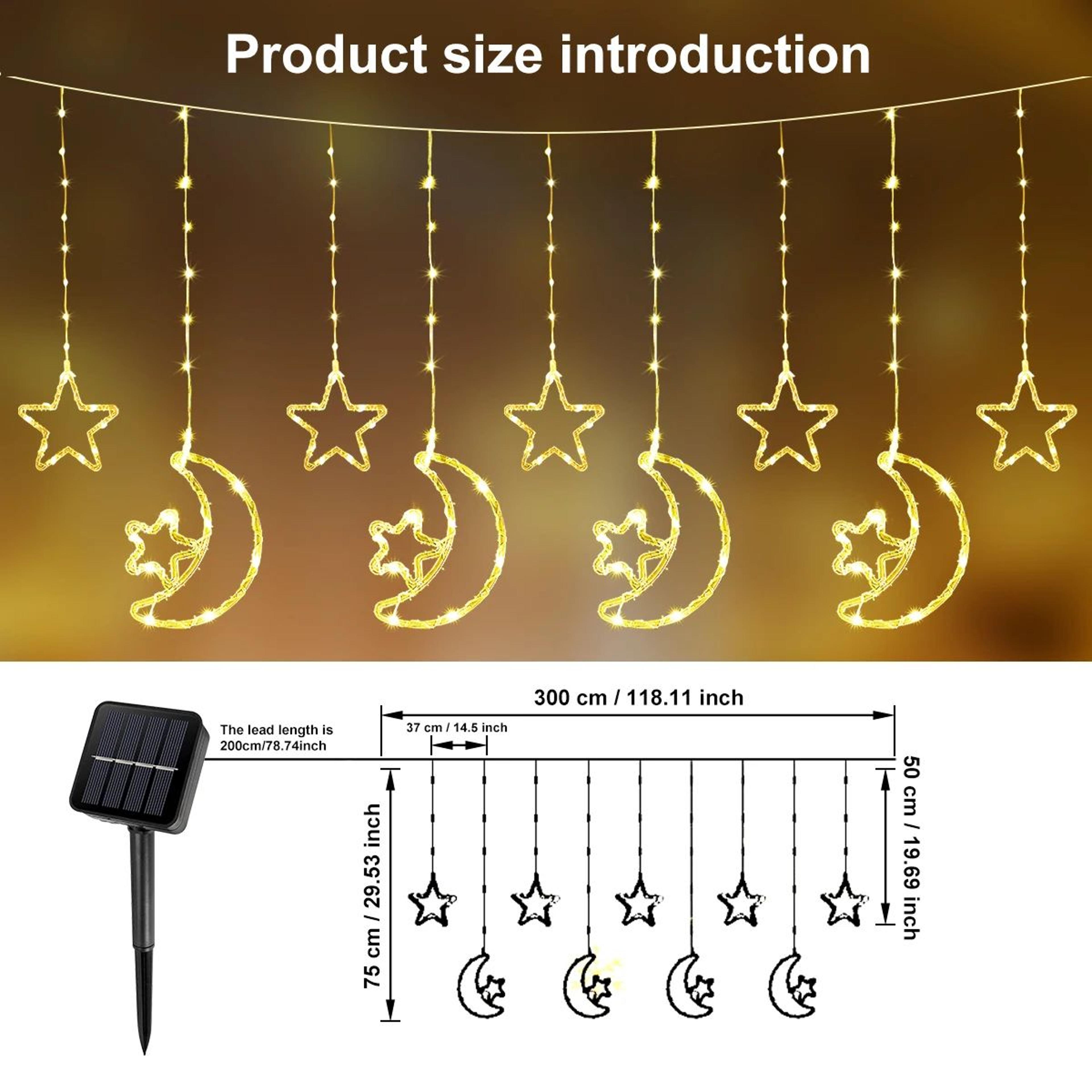 Solar Moon Star Curtain Lights For Outdoor Decor 4