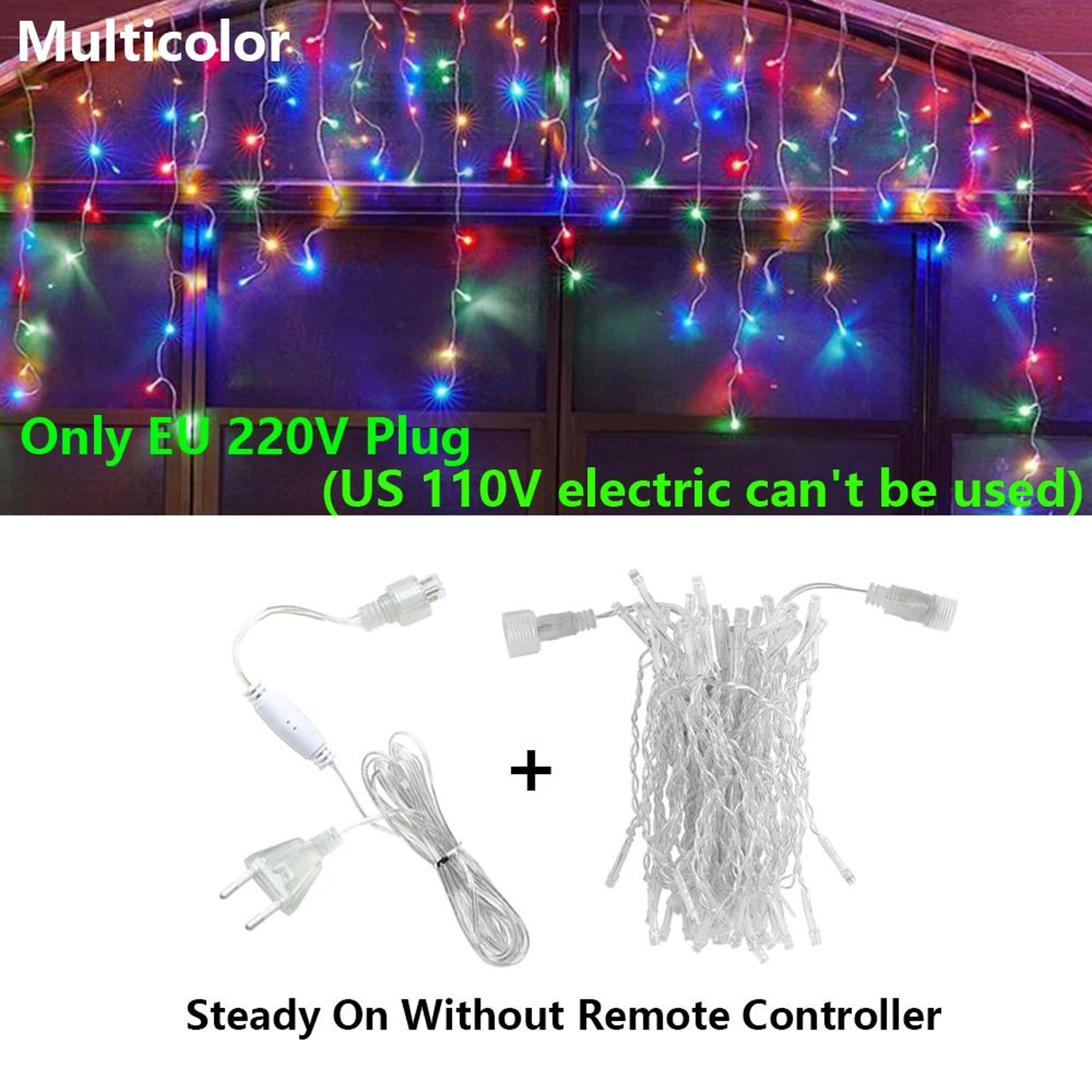 LED Icicle Curtain String Lights With Remote 8