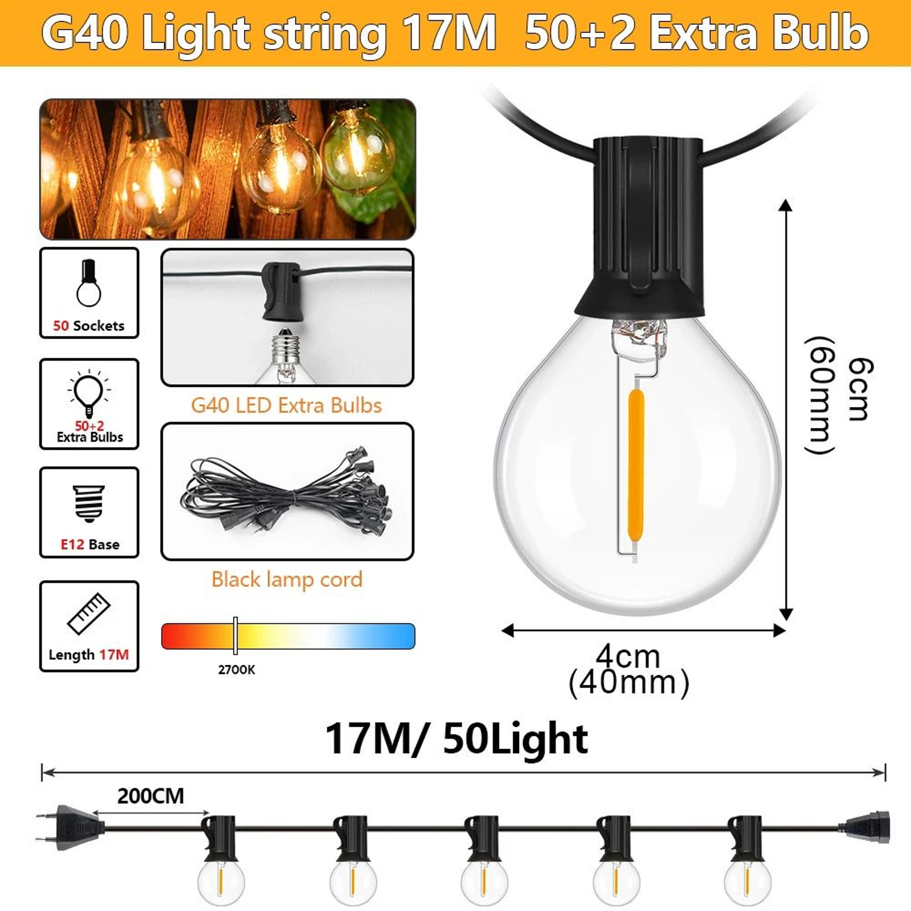 Outdoor G40 LED String Lights With Shatterproof Bulbs 10