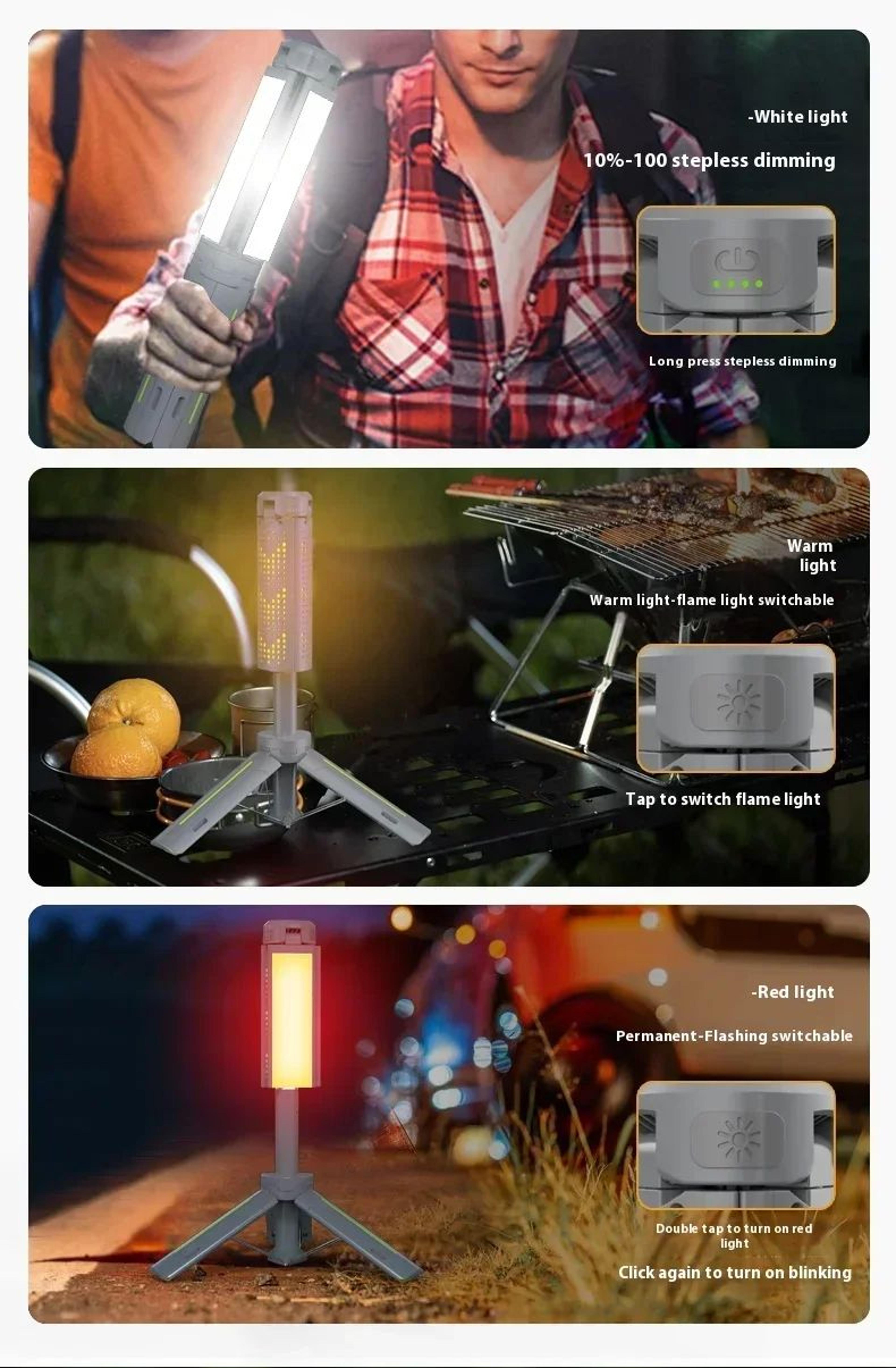 1000LM Retractable Rechargeable Camping Lantern And Work Light 9