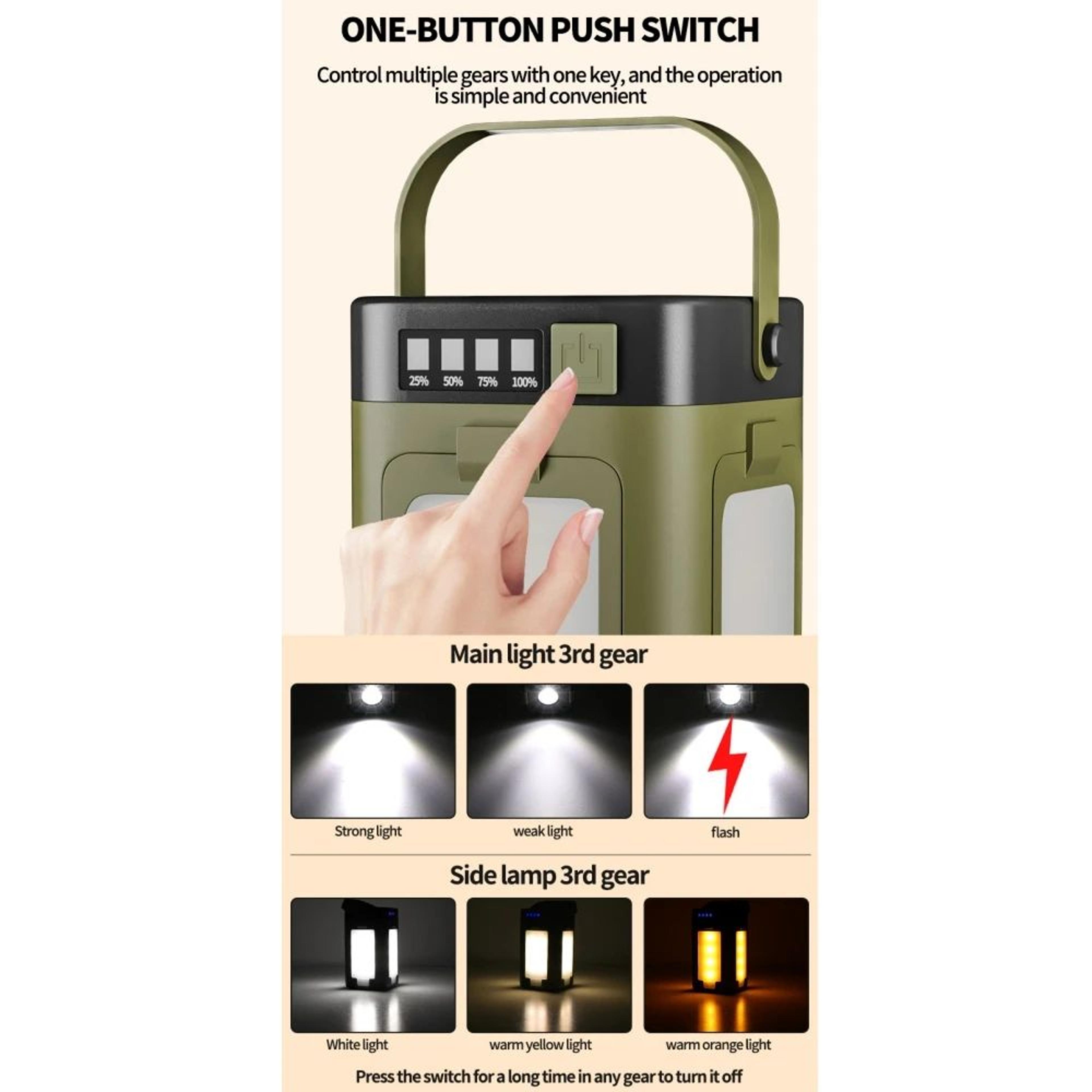 Foldable Solar Rechargeable Camping Light With 2000mAh Power Bank 4
