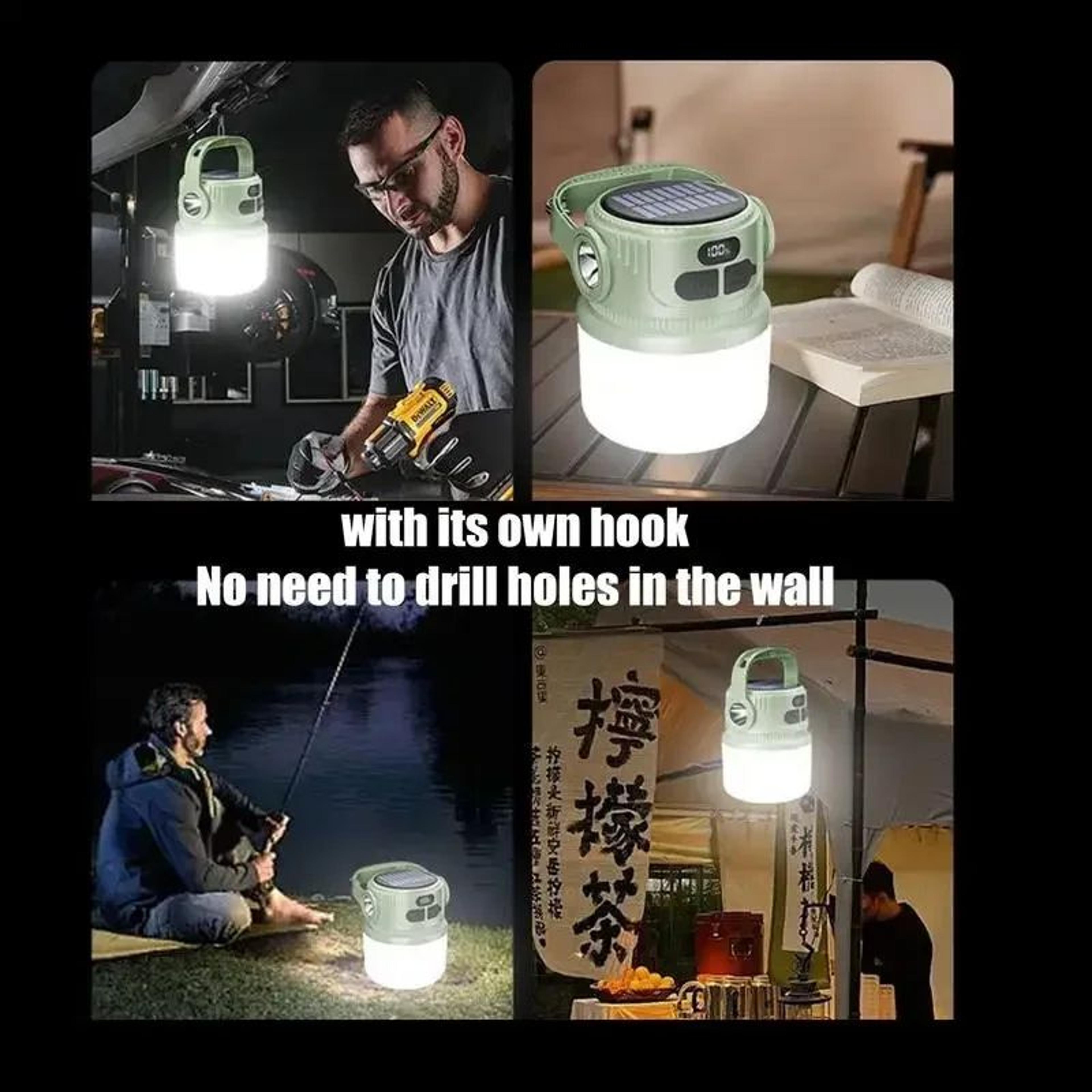 Portable Solar Rechargeable LED Camping Lantern And Flashlight 5