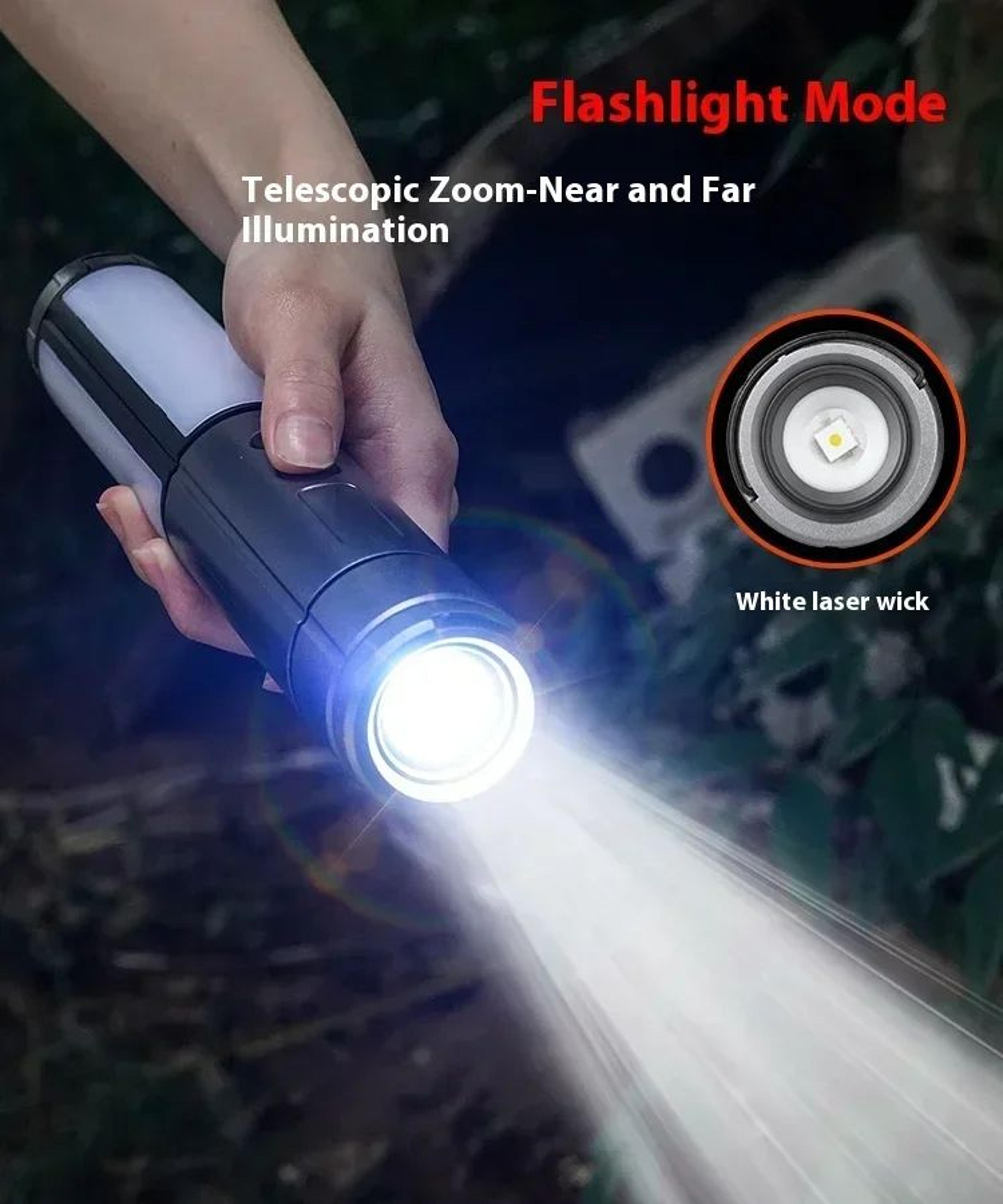 8000mAh Telescopic Rechargeable Camping Lantern With Flashlight 7
