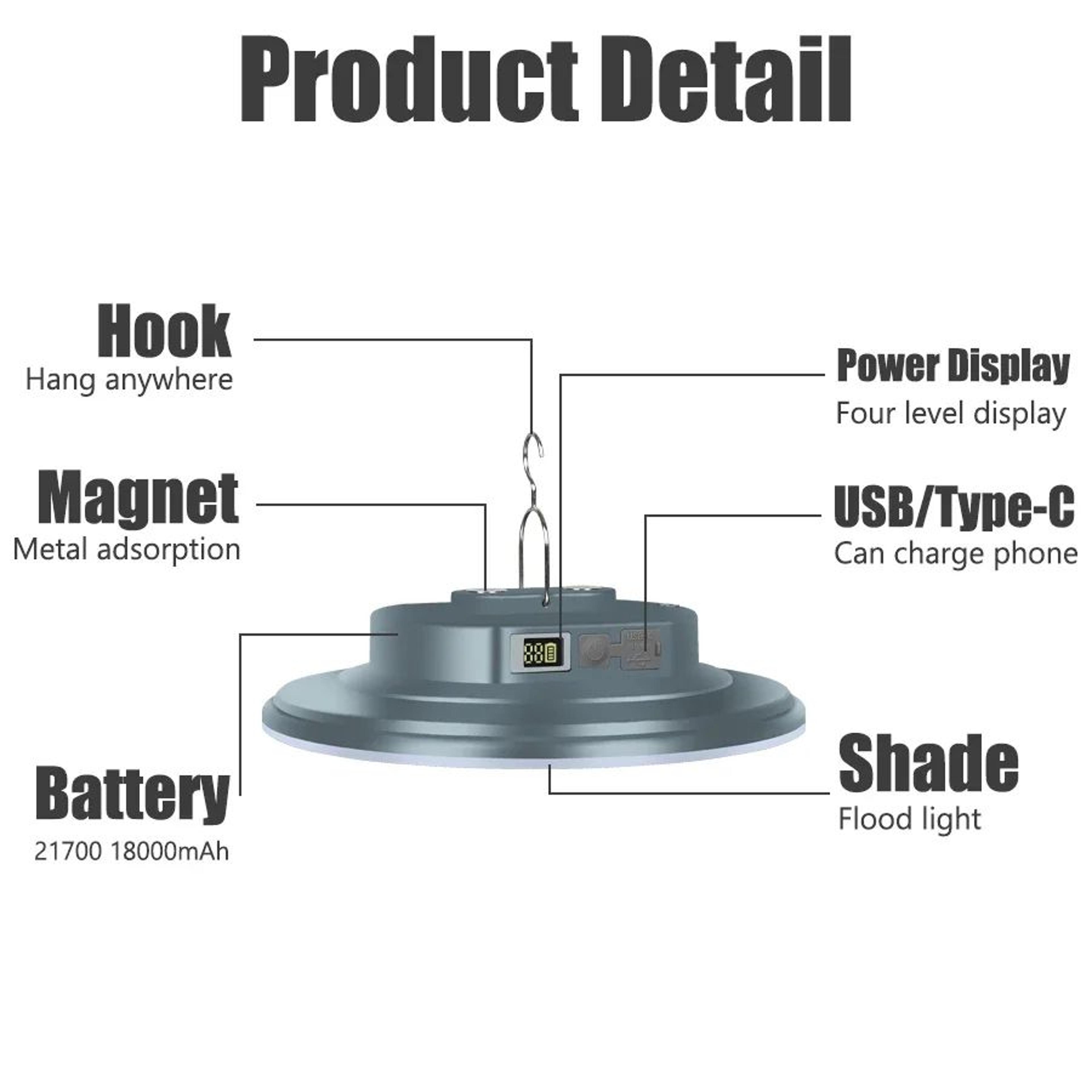 18000mAh Rechargeable LED Camping Lantern And Flashlight 6