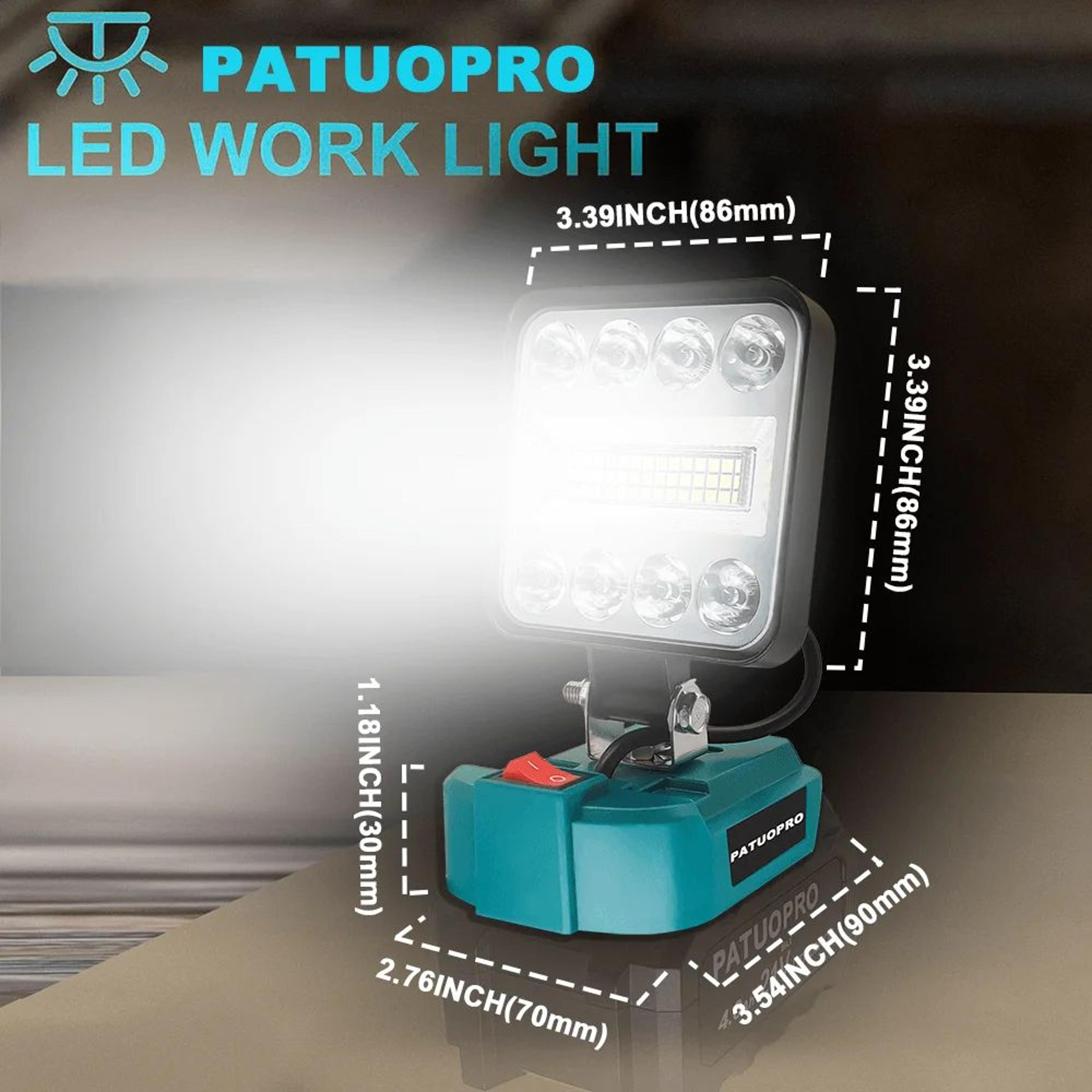 patuopro 53 led adjustable work light for makita 18v battery