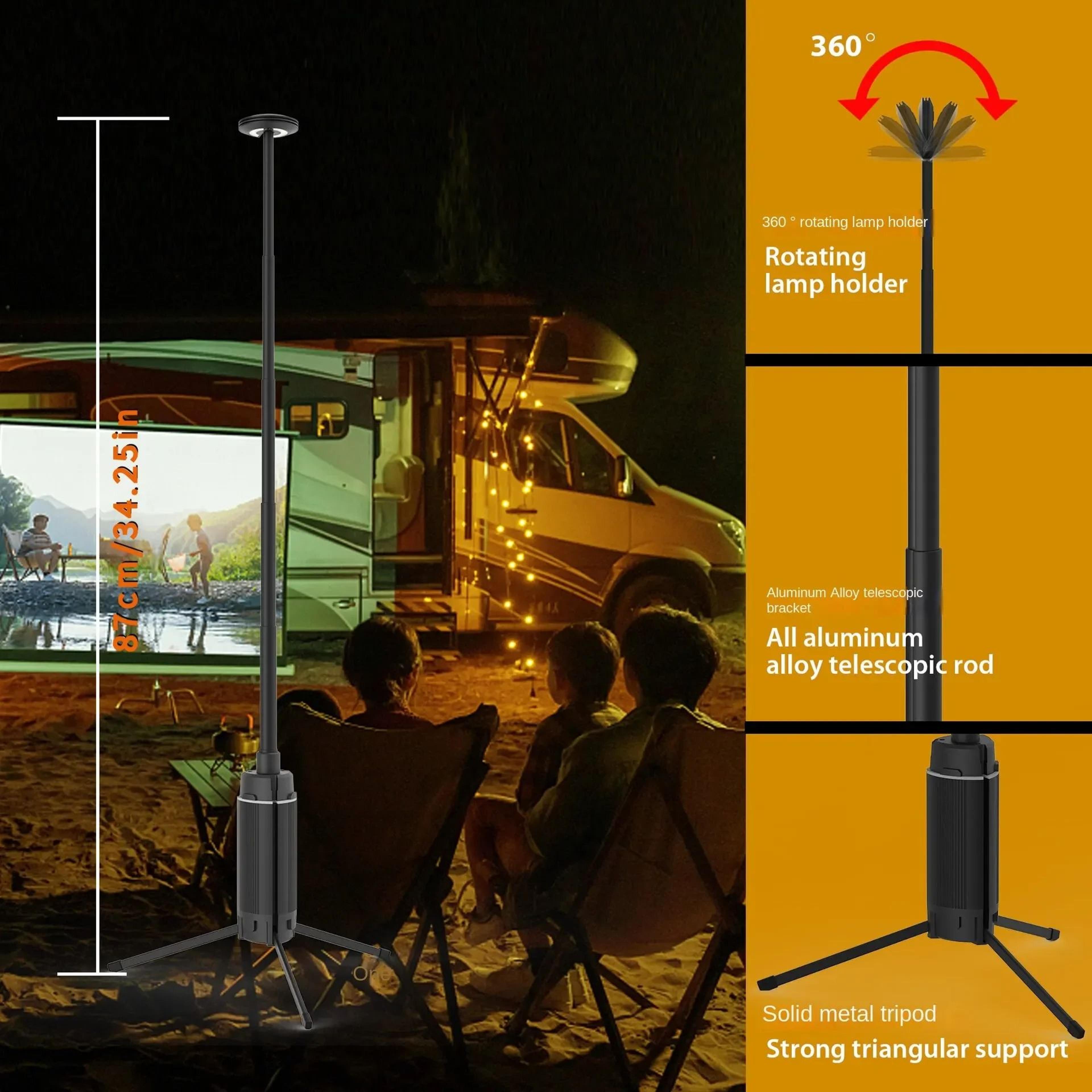 Portable Telescopic Rechargeable LED Camping Work Light 1