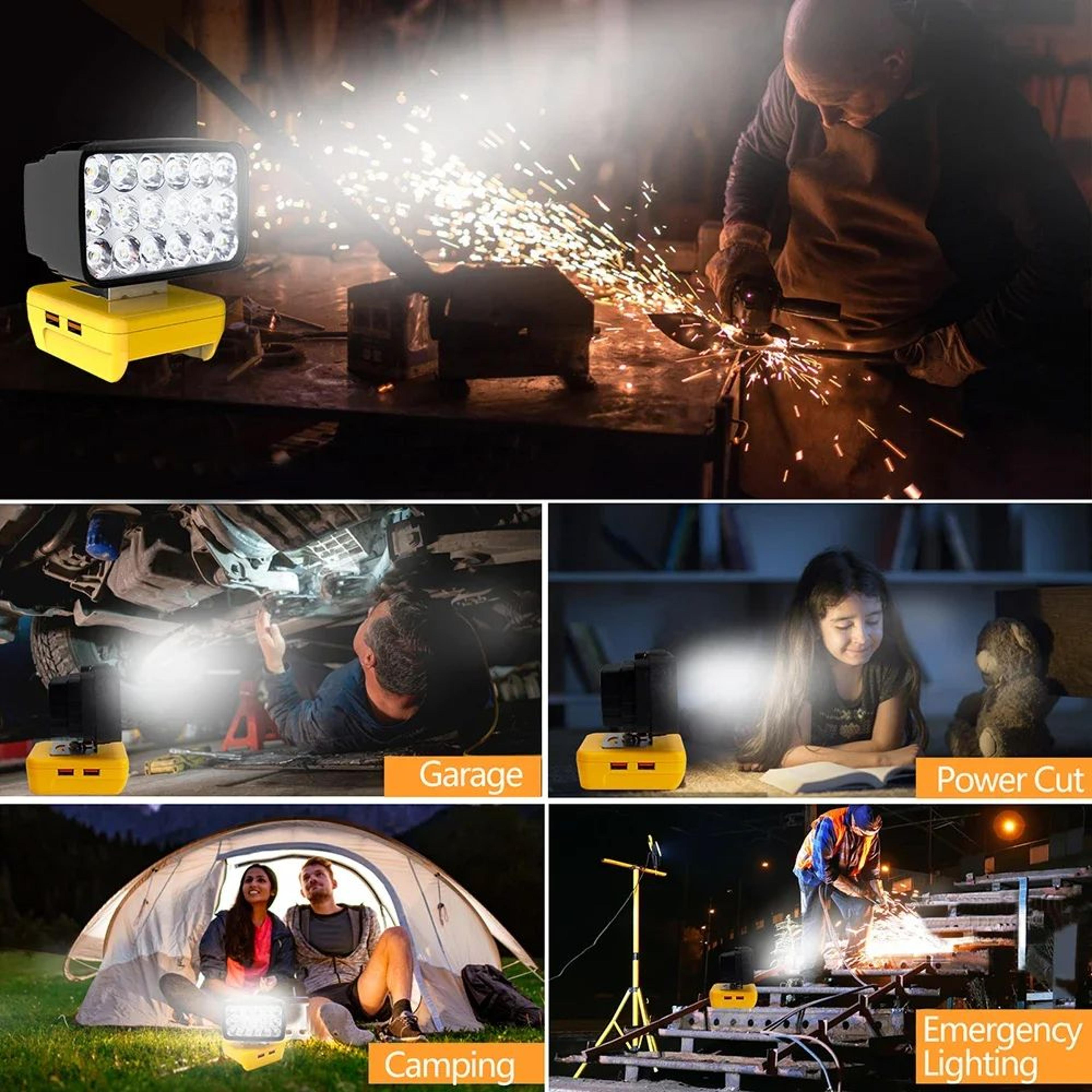 18 LED Cordless Work Light For DeWalt 18V 20V 60V Battery 5