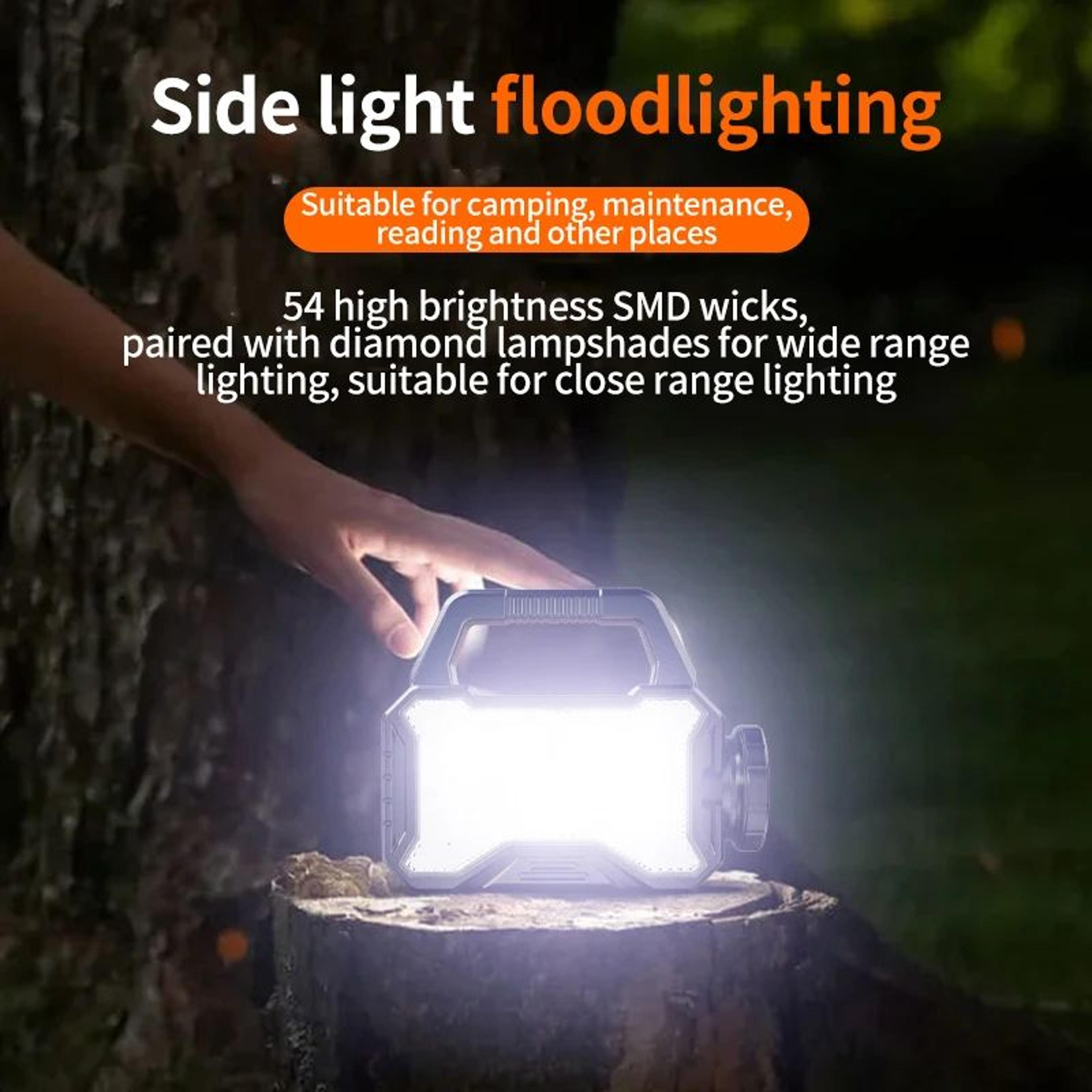 Portable Solar Rechargeable Searchlight With COB Side Light And Power Bank 3