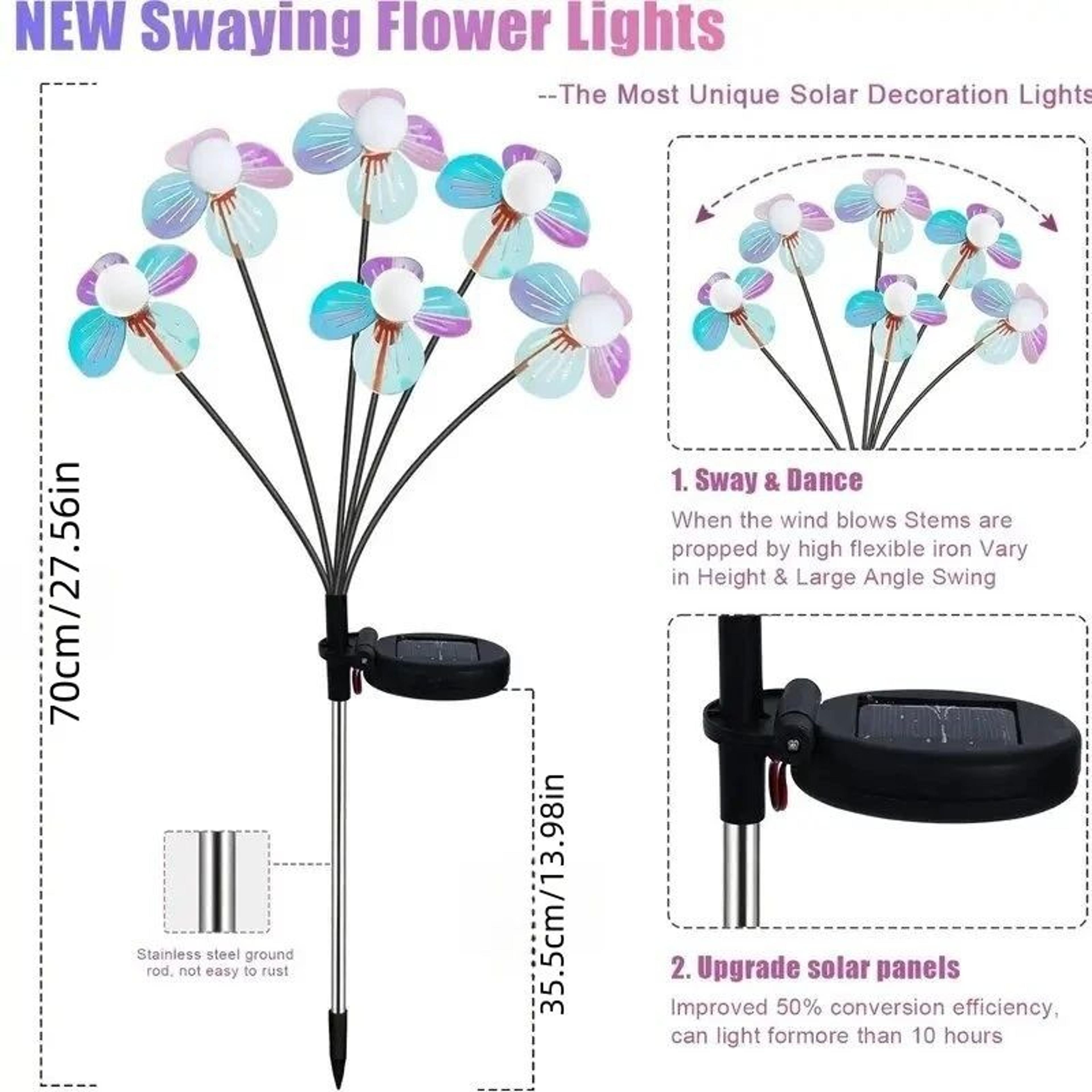 Solar Firefly Flower LED Garden Light With 2 Lighting Modes 2