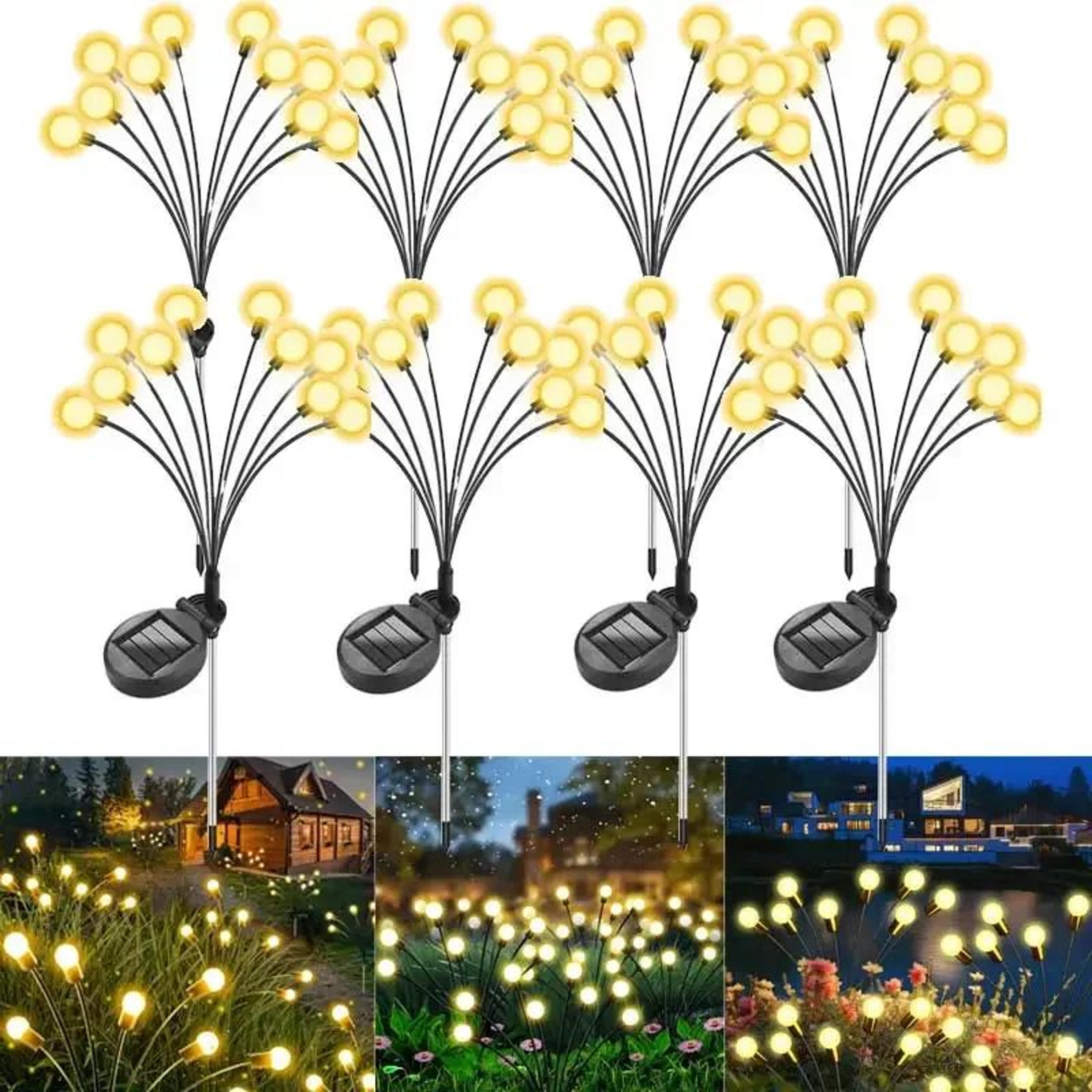 8 piece solar starburst firefly garden lights for outdoor landscape
