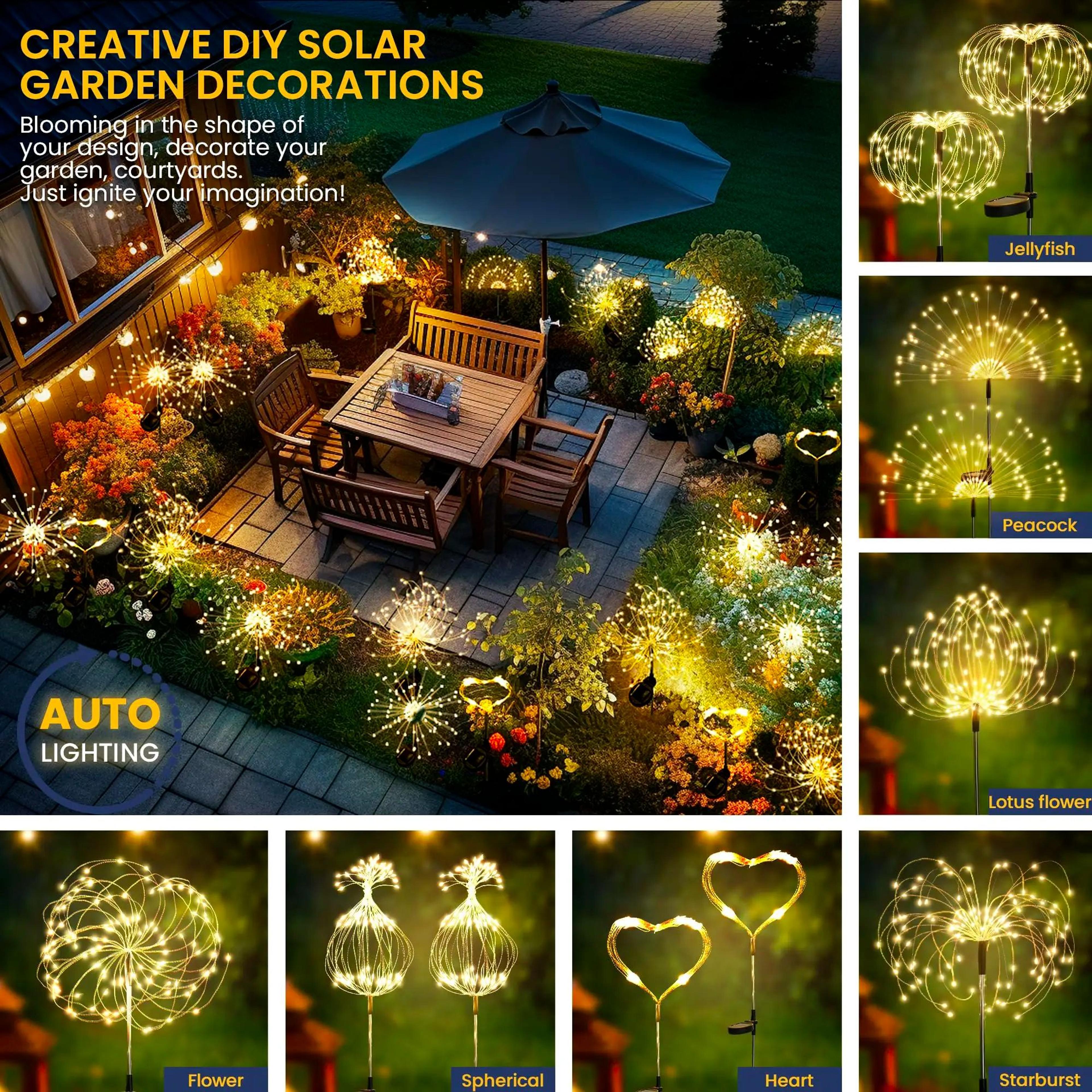 Solar LED Firework Firefly Garden Lights For Outdoor Decoration 4