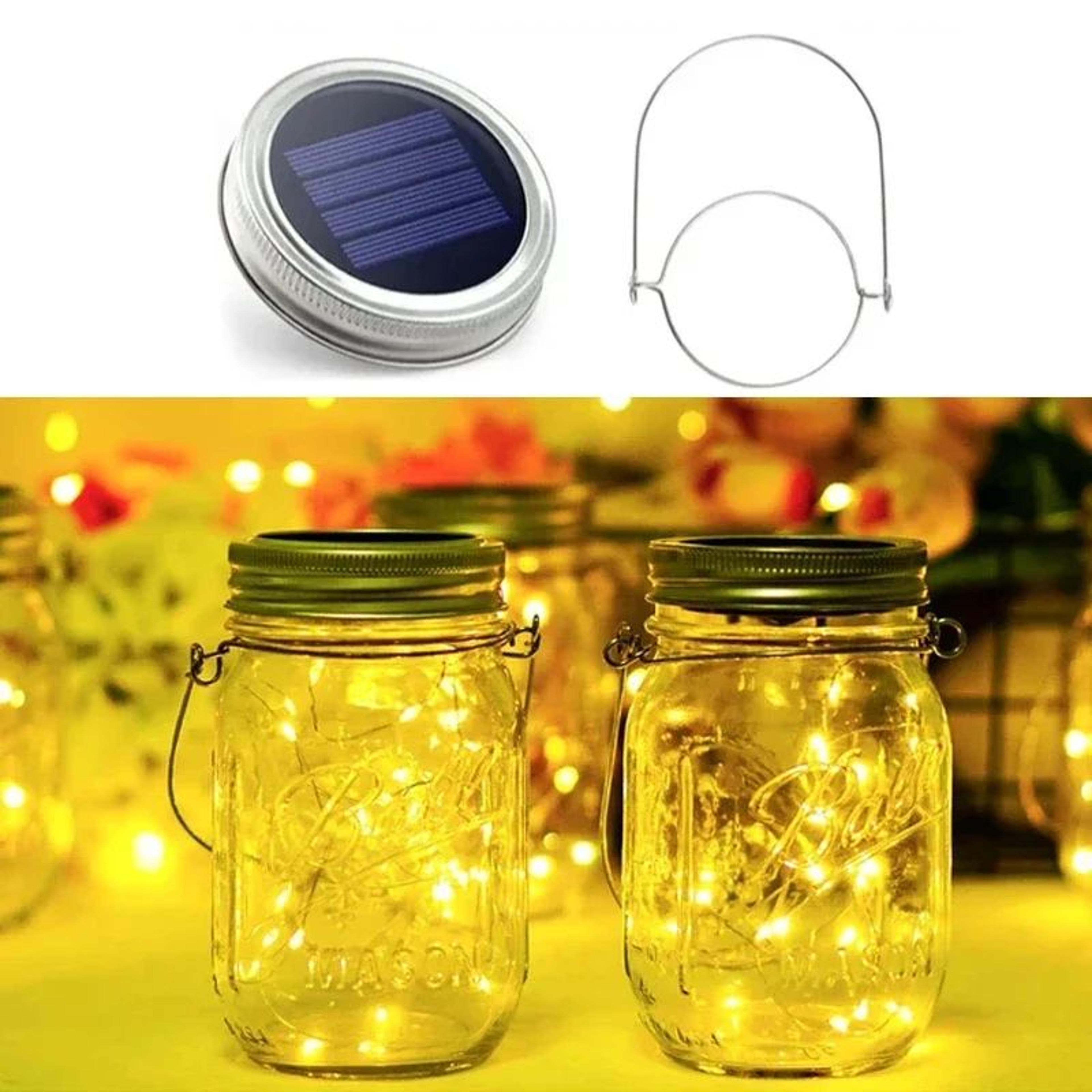 20 LED Wateproof Solar Mason Jar Lid Fairy Lights With Hanging Handle 7