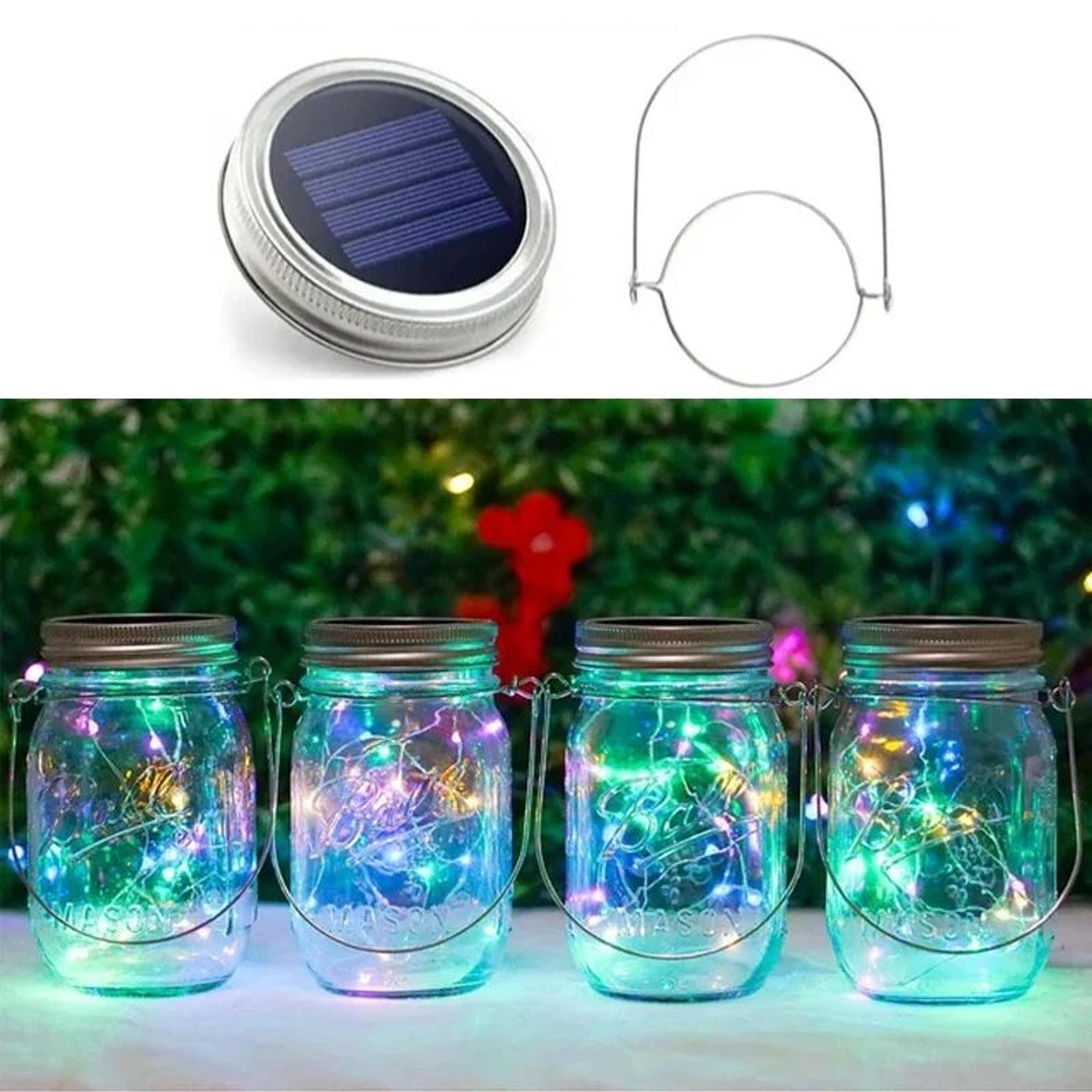 20 LED Wateproof Solar Mason Jar Lid Fairy Lights With Hanging Handle 6