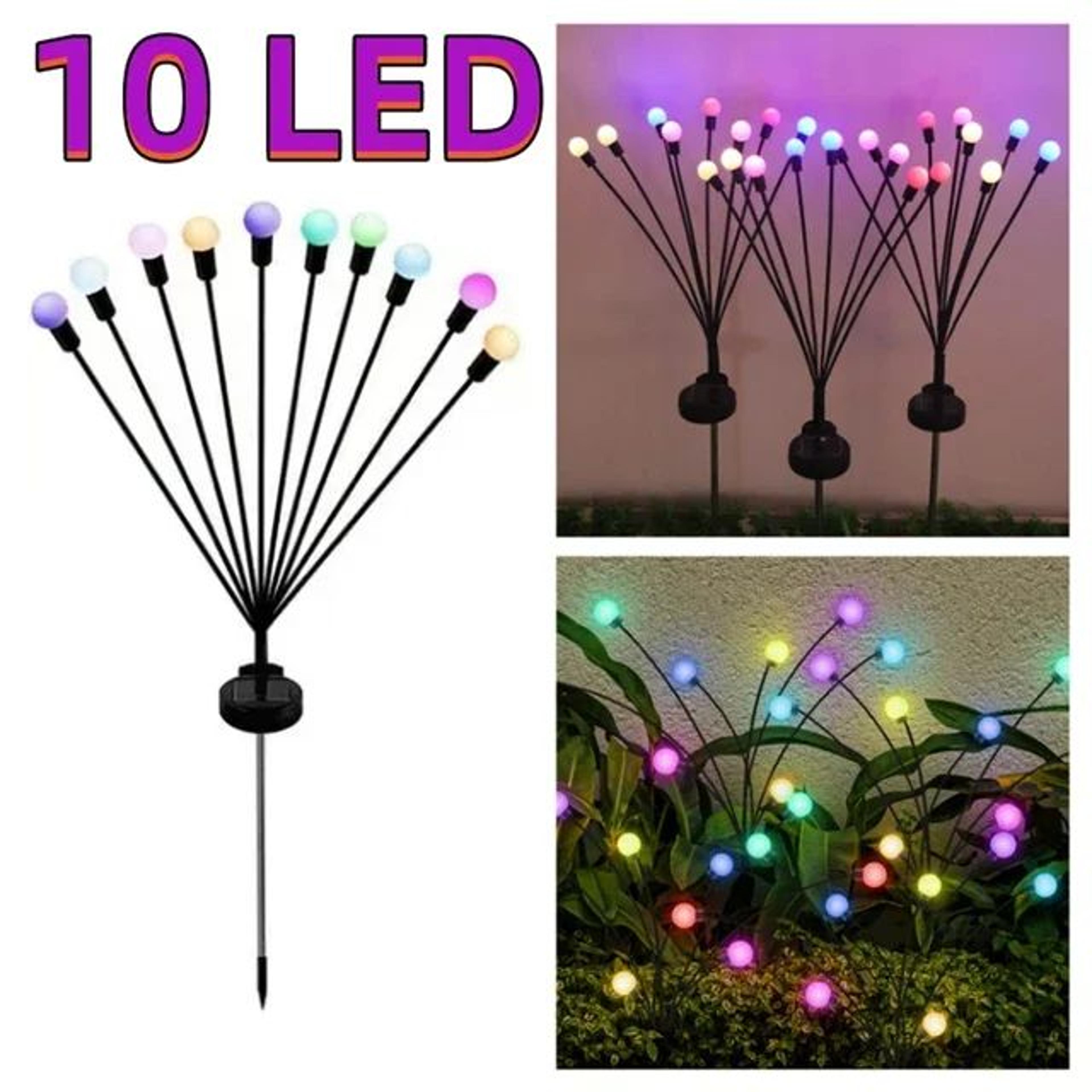 10 LED Solar Swaying Firefly Garden Light For Outdoor Decor 7